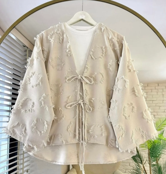 Women's New Season Tied Summer Muslin Kimono Shirt 7777