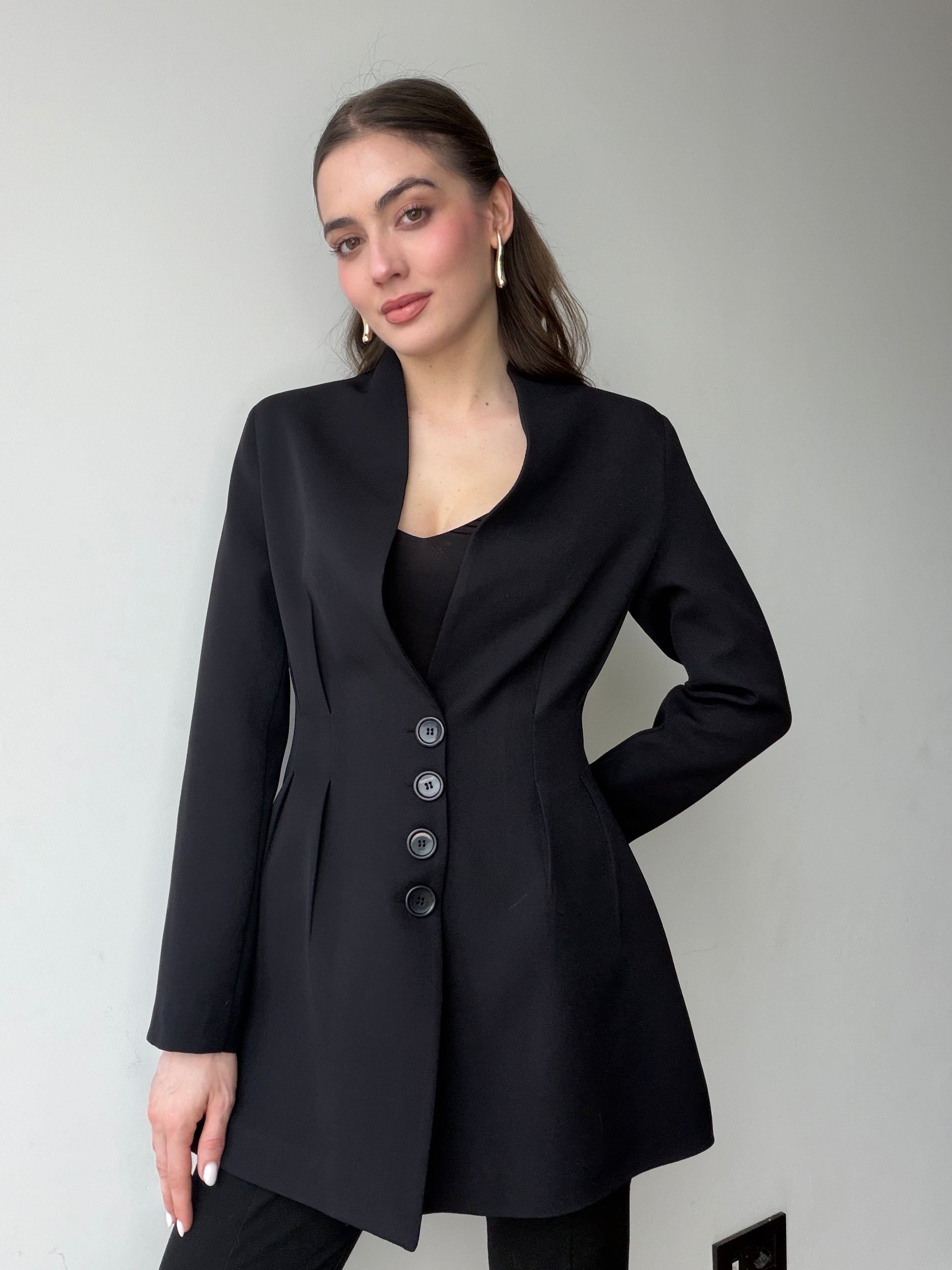 Aec Private Women's Premium Quality Pleated Stylish Jacket with a Slimming Waist