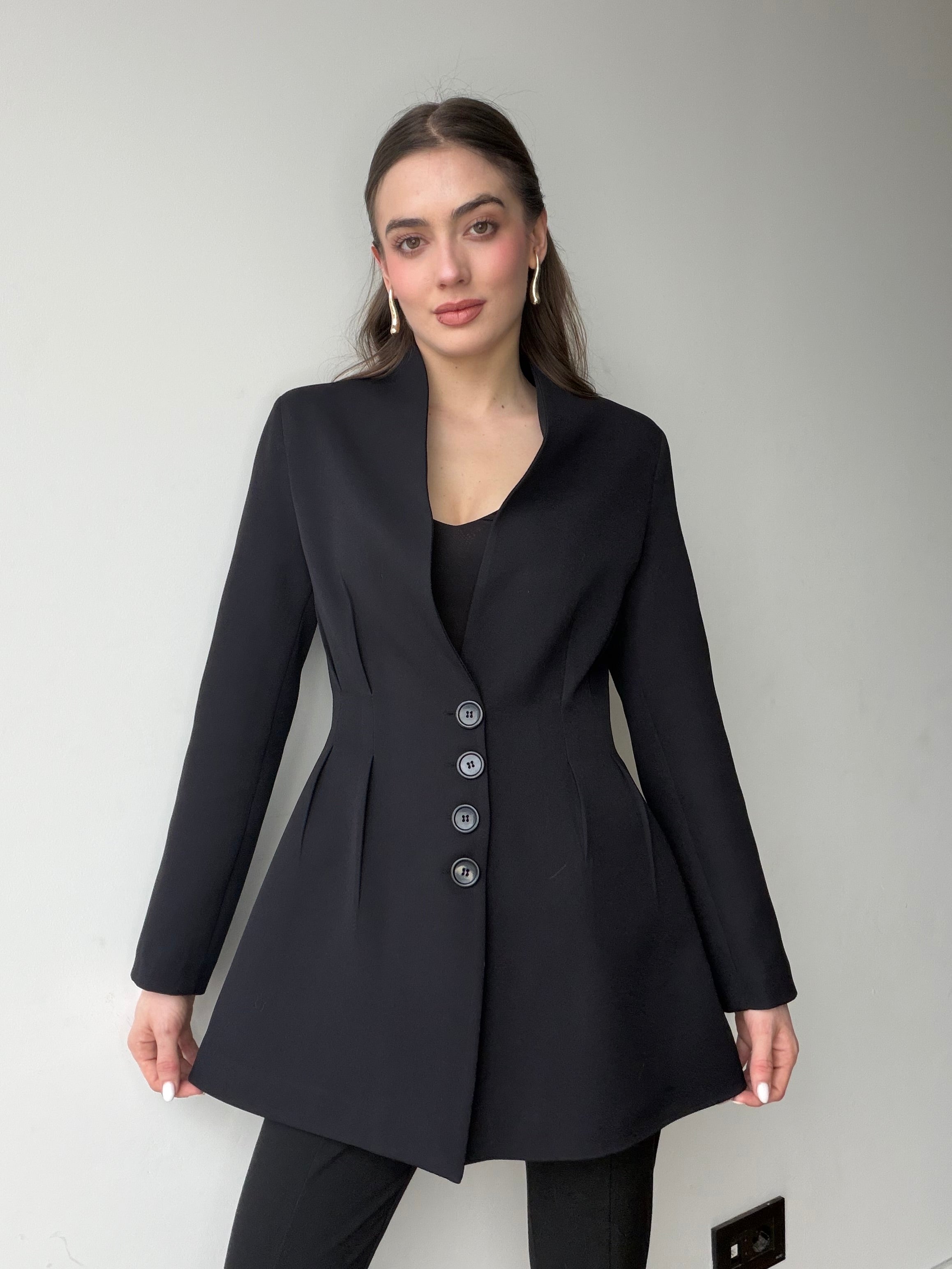 Aec Private Women's Premium Quality Pleated Stylish Jacket with a Slimming Waist