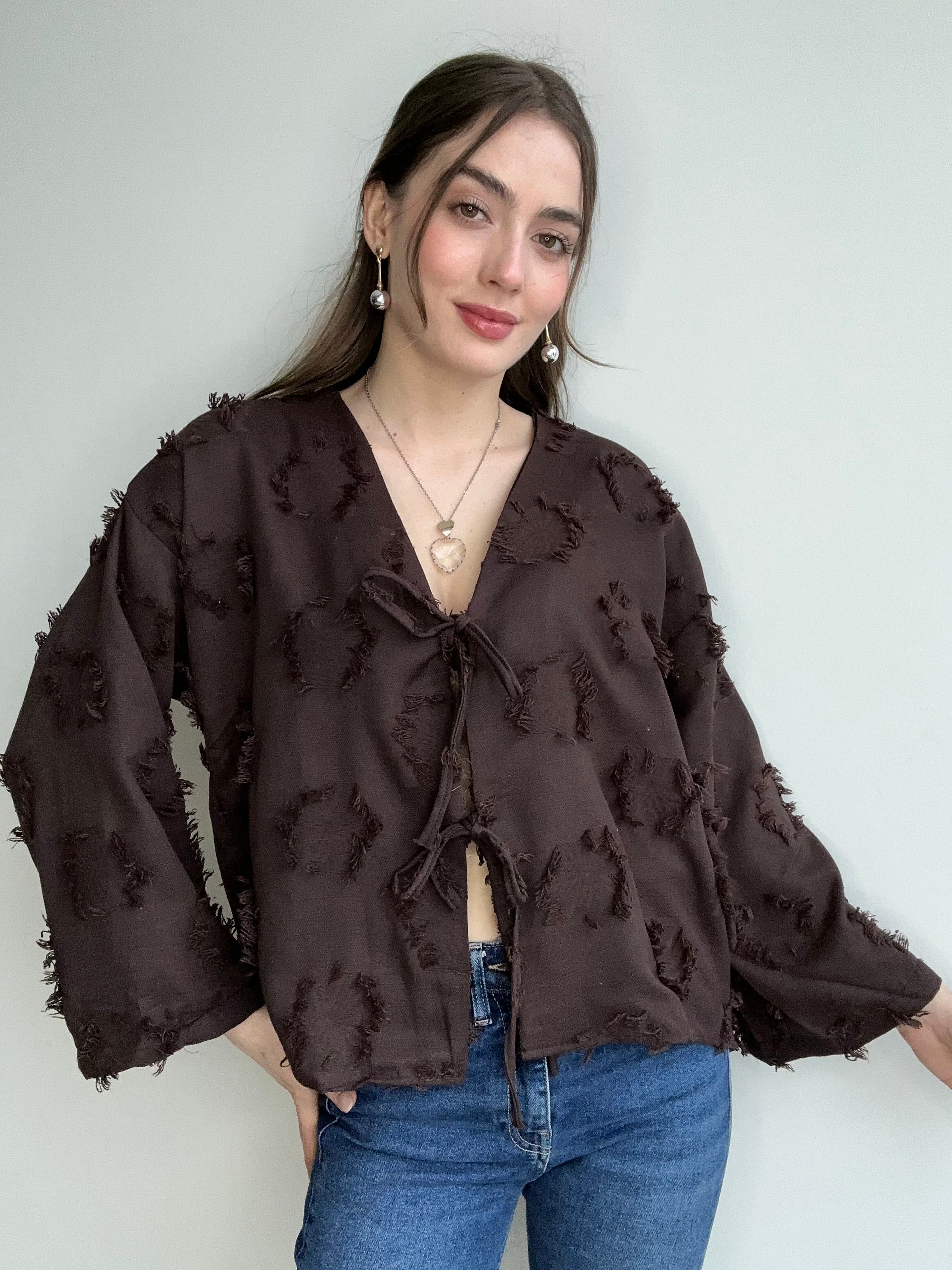 Women's New Season Tied Summer Muslin Kimono Shirt 7777