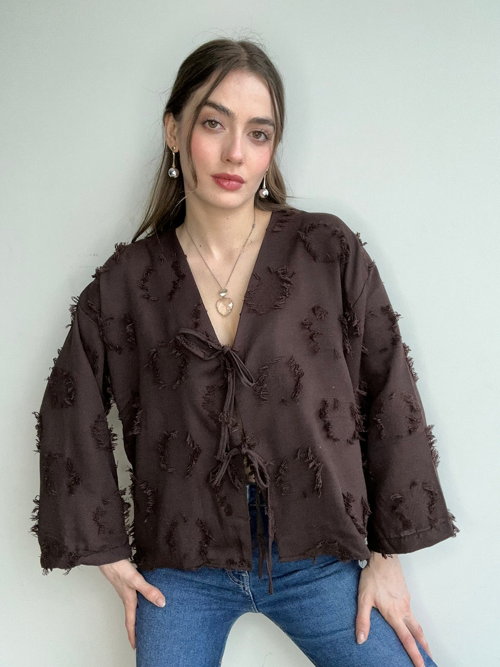 Women's New Season Tied Summer Muslin Kimono Shirt 7777