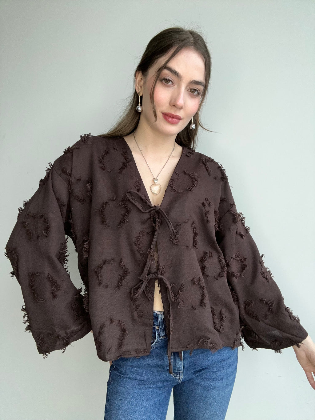 Women's New Season Tied Summer Muslin Kimono Shirt 7777