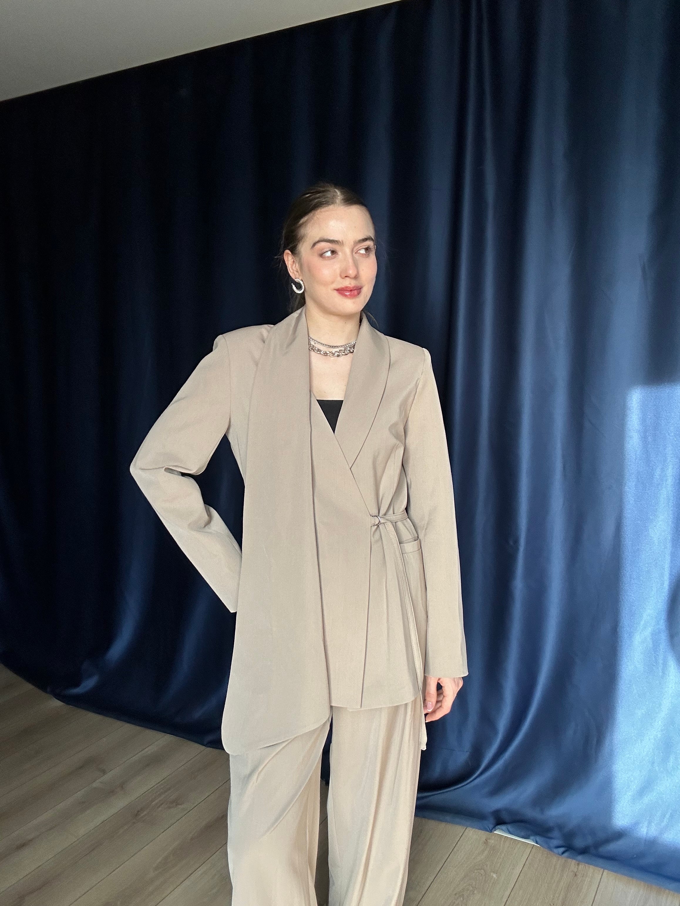 Aec Prive Women's Luxury Shawl Detailed Blazer Jacket Suit - 2843