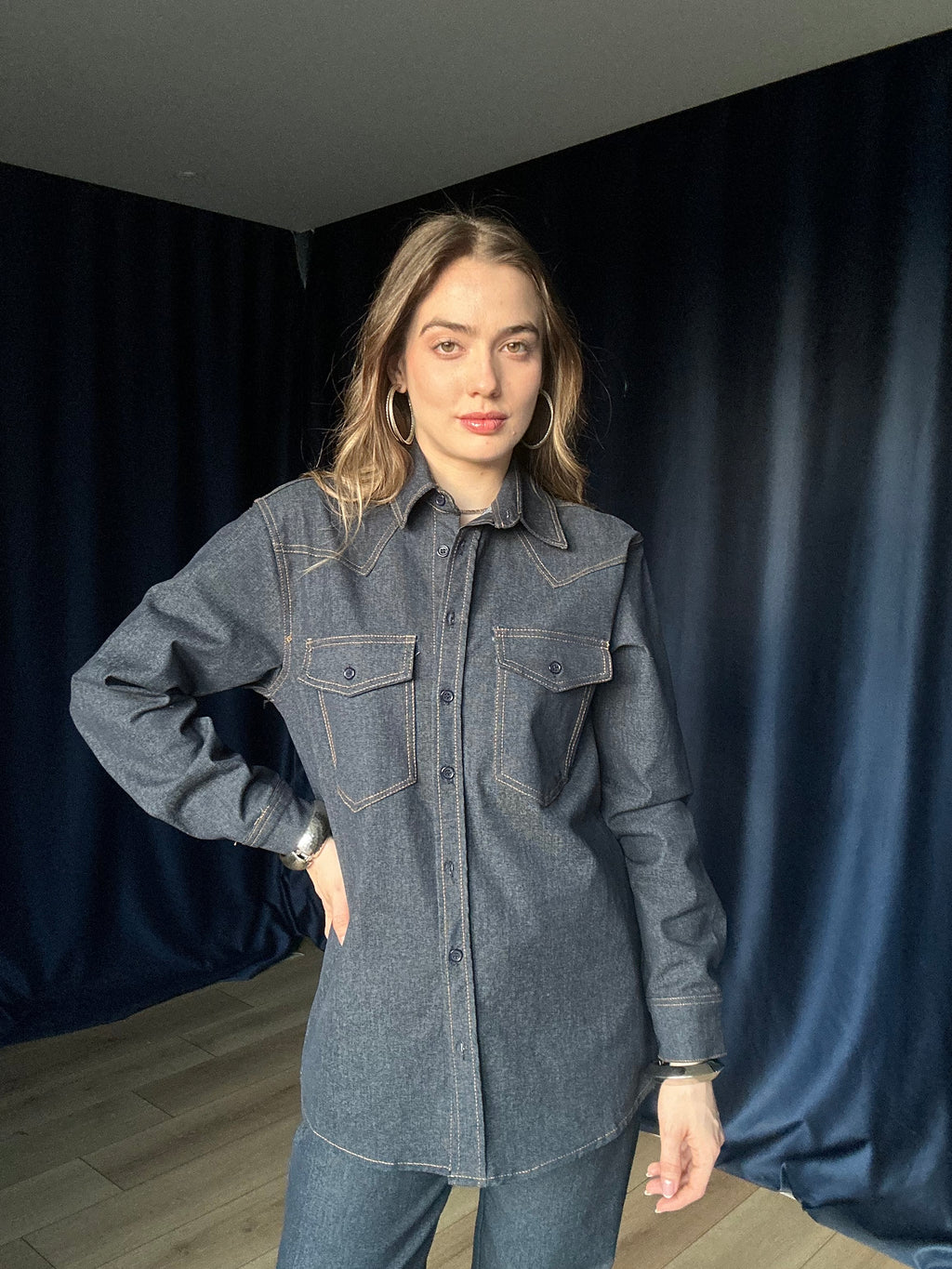 Aec Prive Kadın Premium Kalite Lady Denim Gömlek Pantolon Takım -5828