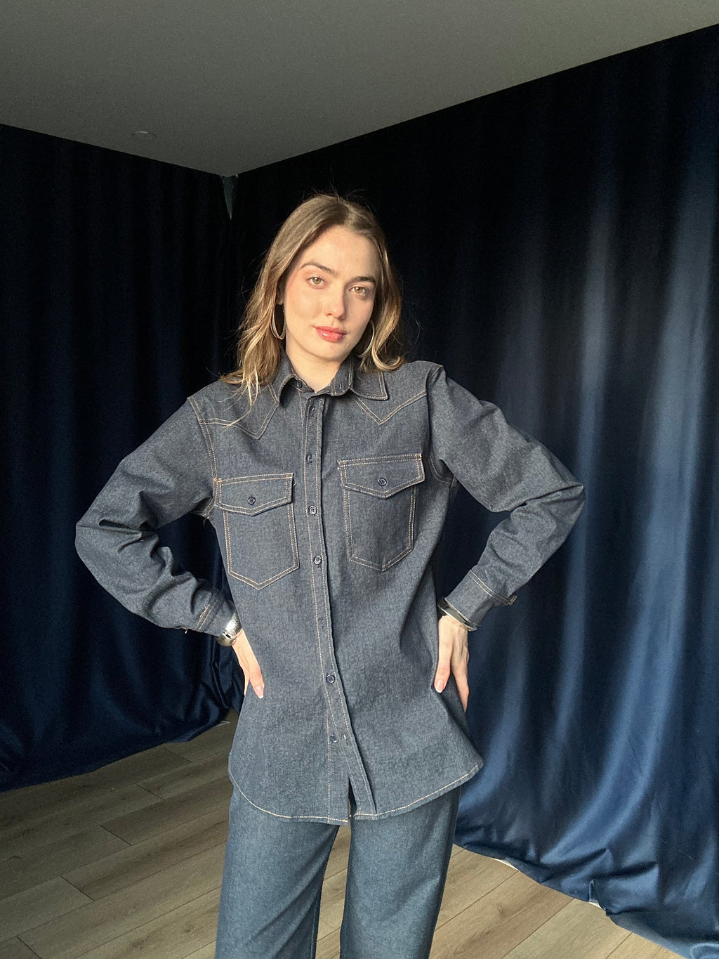 Aec Prive Kadın Premium Kalite Lady Denim Gömlek Pantolon Takım -5828