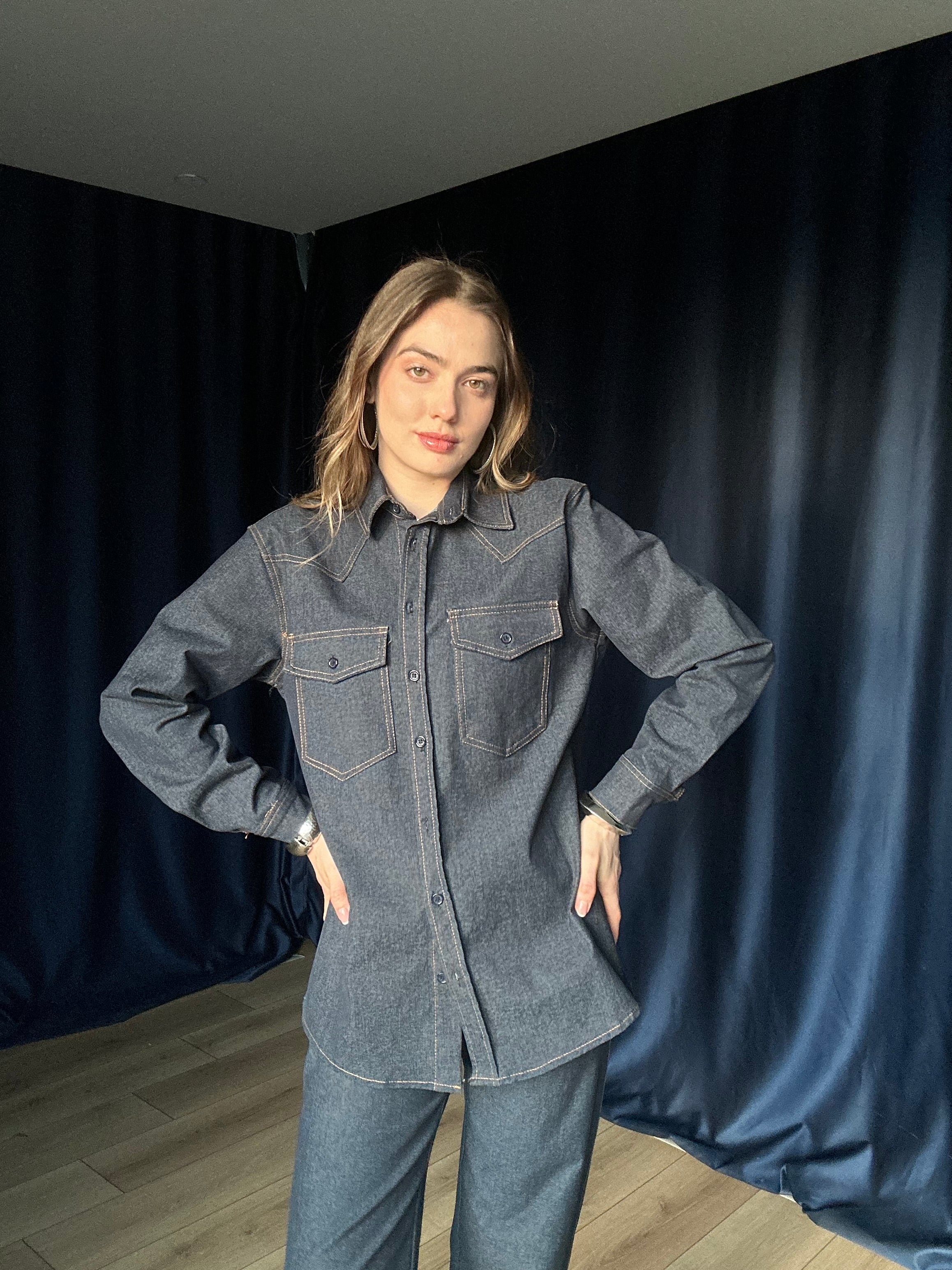 Aec Prive Kadın Premium Kalite Lady Denim Gömlek Pantolon Takım -5828
