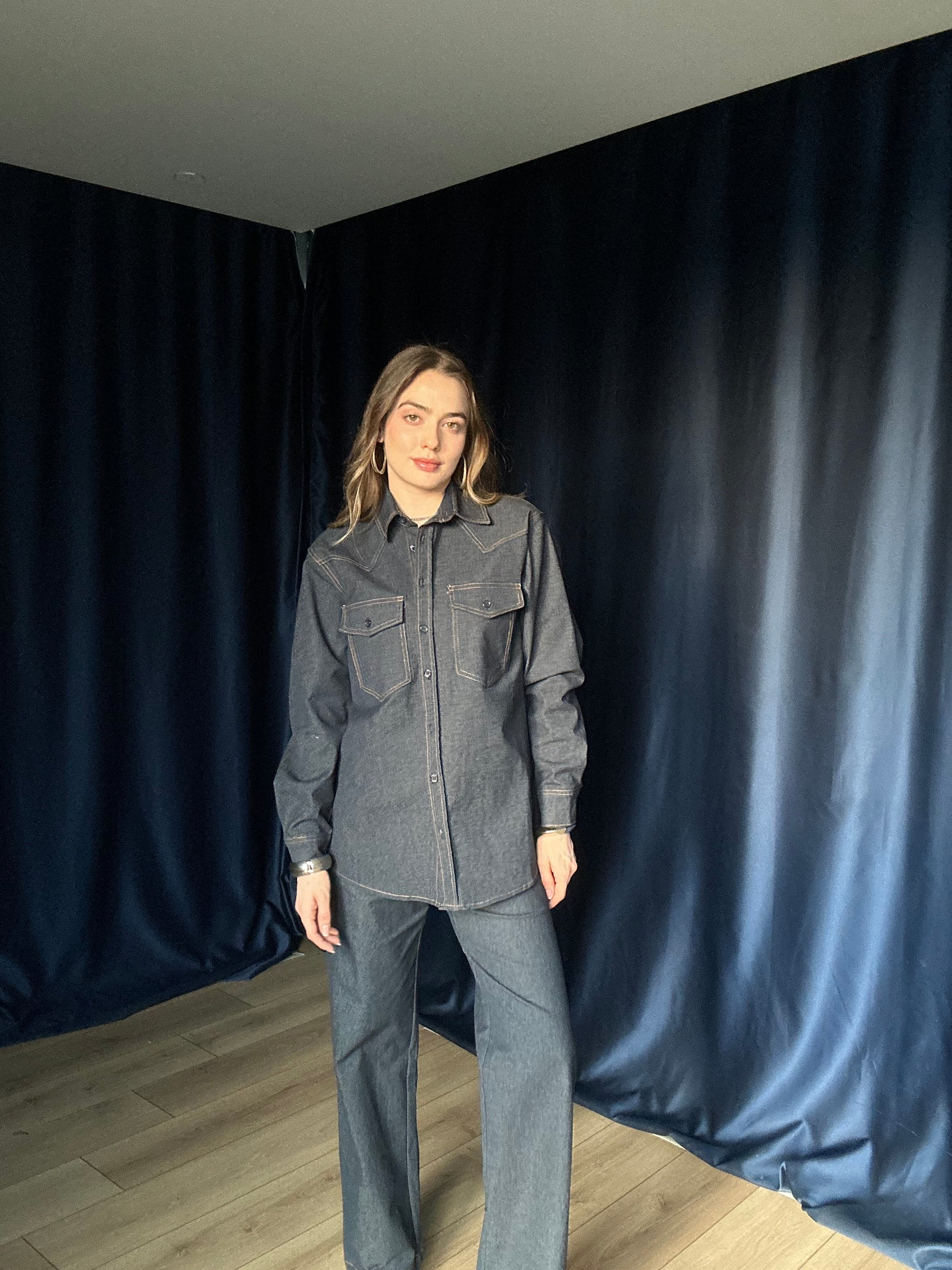 Aec Prive Women's Premium Quality Lady Denim Shirt and Trousers Set -5828