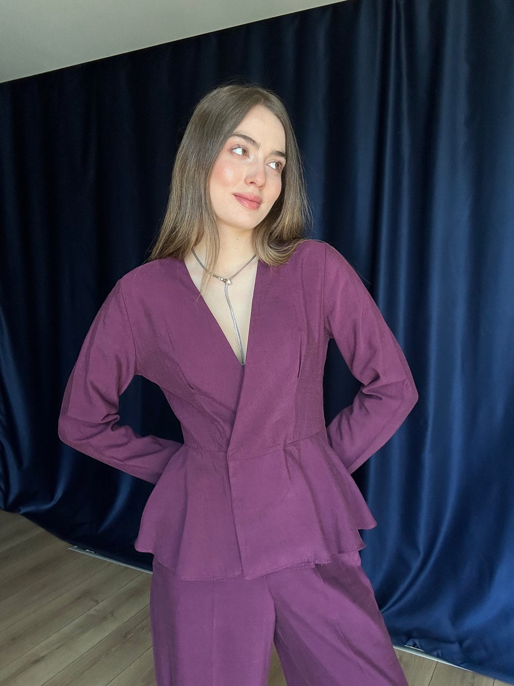 Aec Prive Kadın Aura Cotton Beli İnce Gösteren Bluz Pantolon Takım -34263