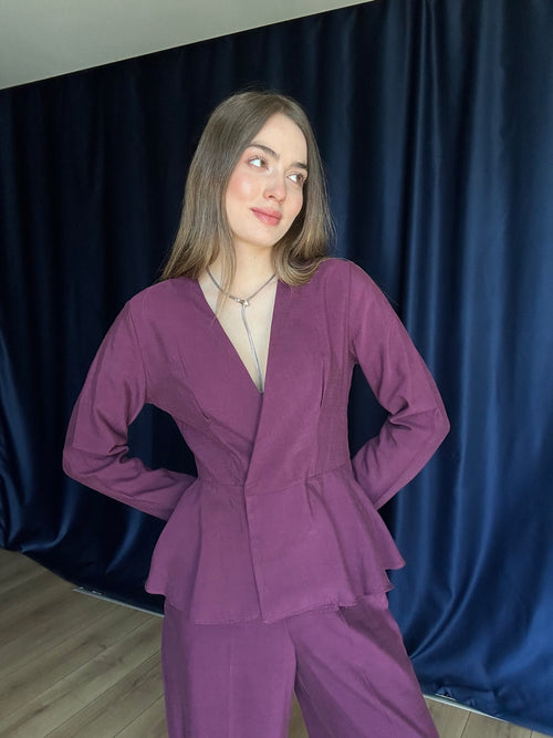 Aec Prive Kadın Aura Cotton Beli İnce Gösteren Bluz Pantolon Takım -34263