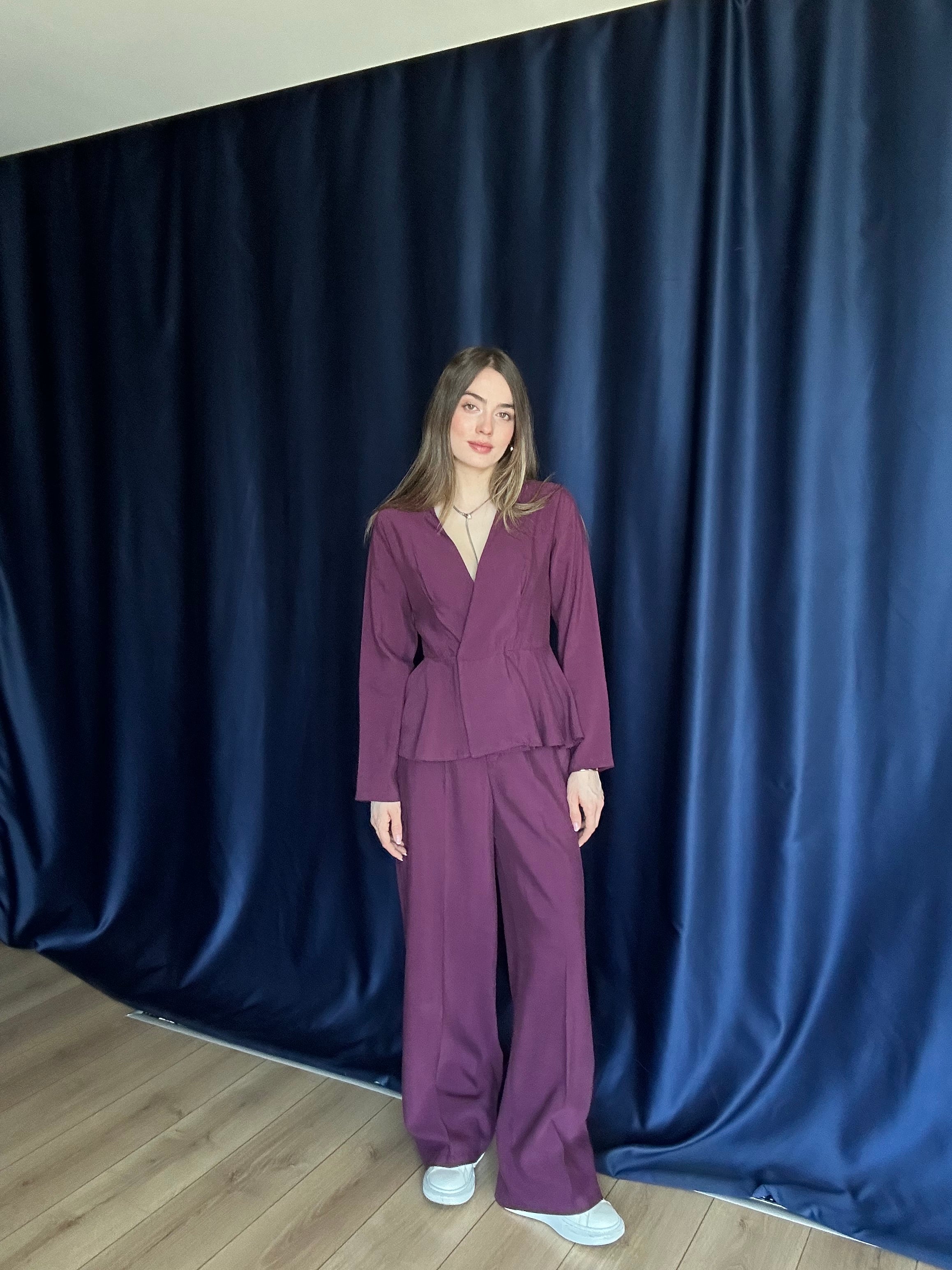 Aec Prive Women's Aura Cotton Waist-Slimming Blouse and Trousers Set -34263