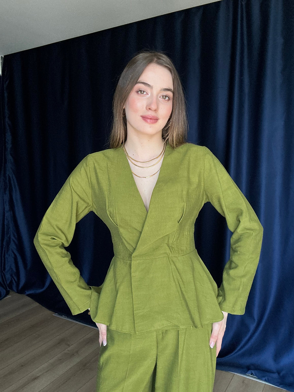 Aec Prive Kadın Aura Cotton Beli İnce Gösteren Bluz Pantolon Takım -34263