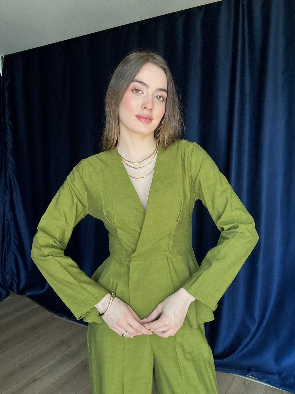 Aec Prive Kadın Aura Cotton Beli İnce Gösteren Bluz Pantolon Takım -34263