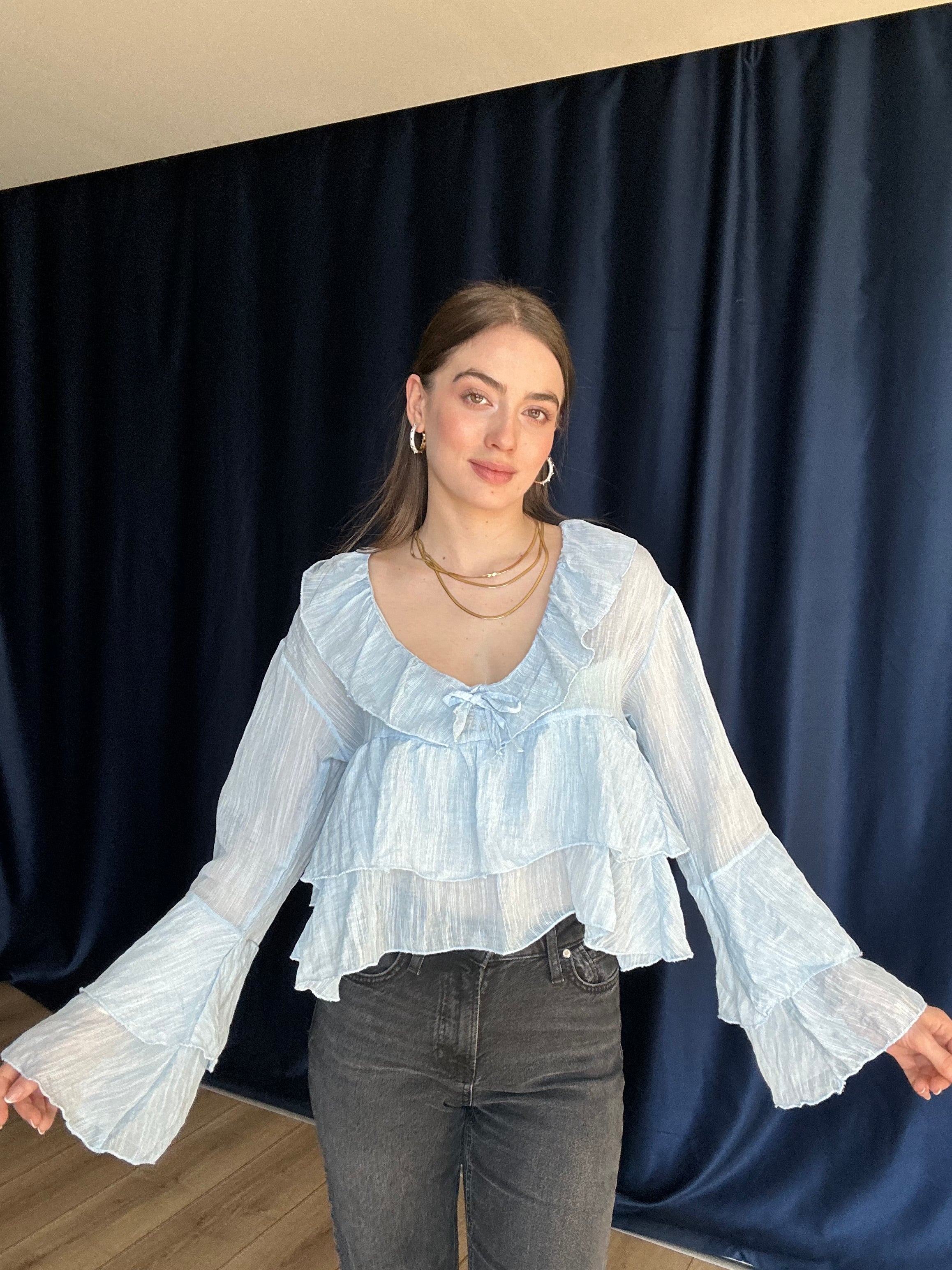 Aec Prive Women's Elara Ruffled Chiffon Blouse -2123