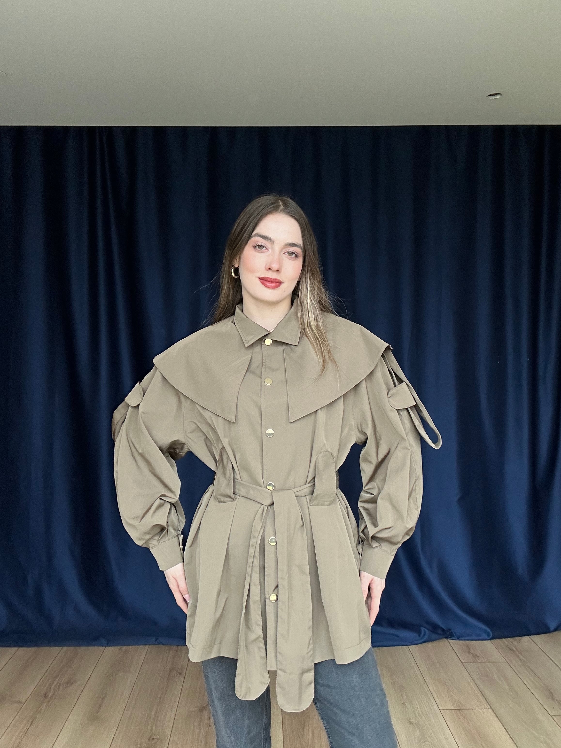 Aec Prive Kadın Couture Apoletli Pelerin Özel Tasarım Ceket- 566998