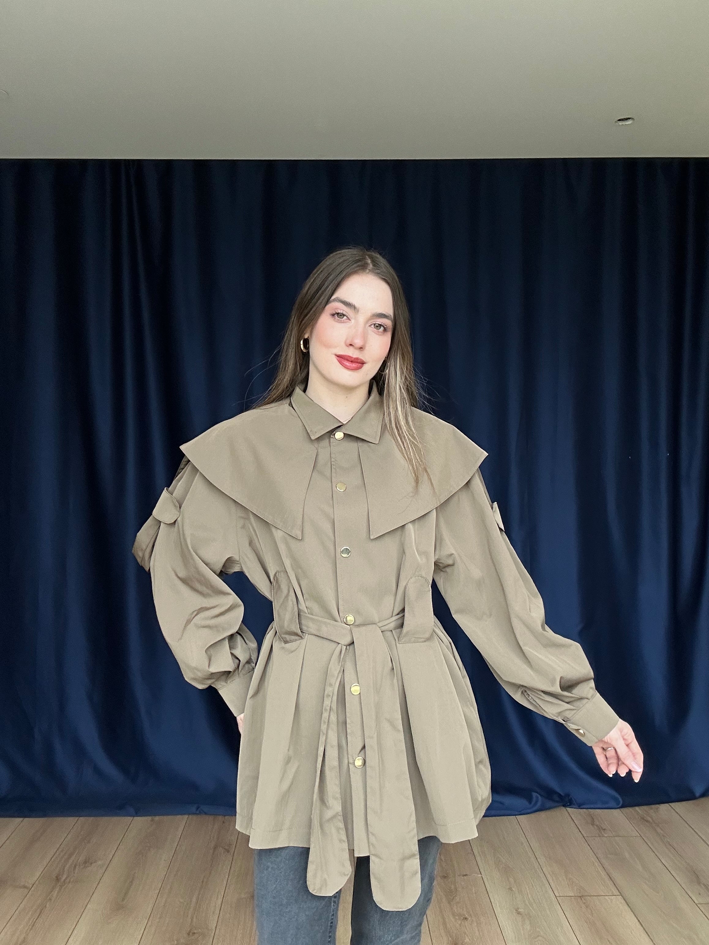 Aec Prive Kadın Couture Apoletli Pelerin Özel Tasarım Ceket- 566998