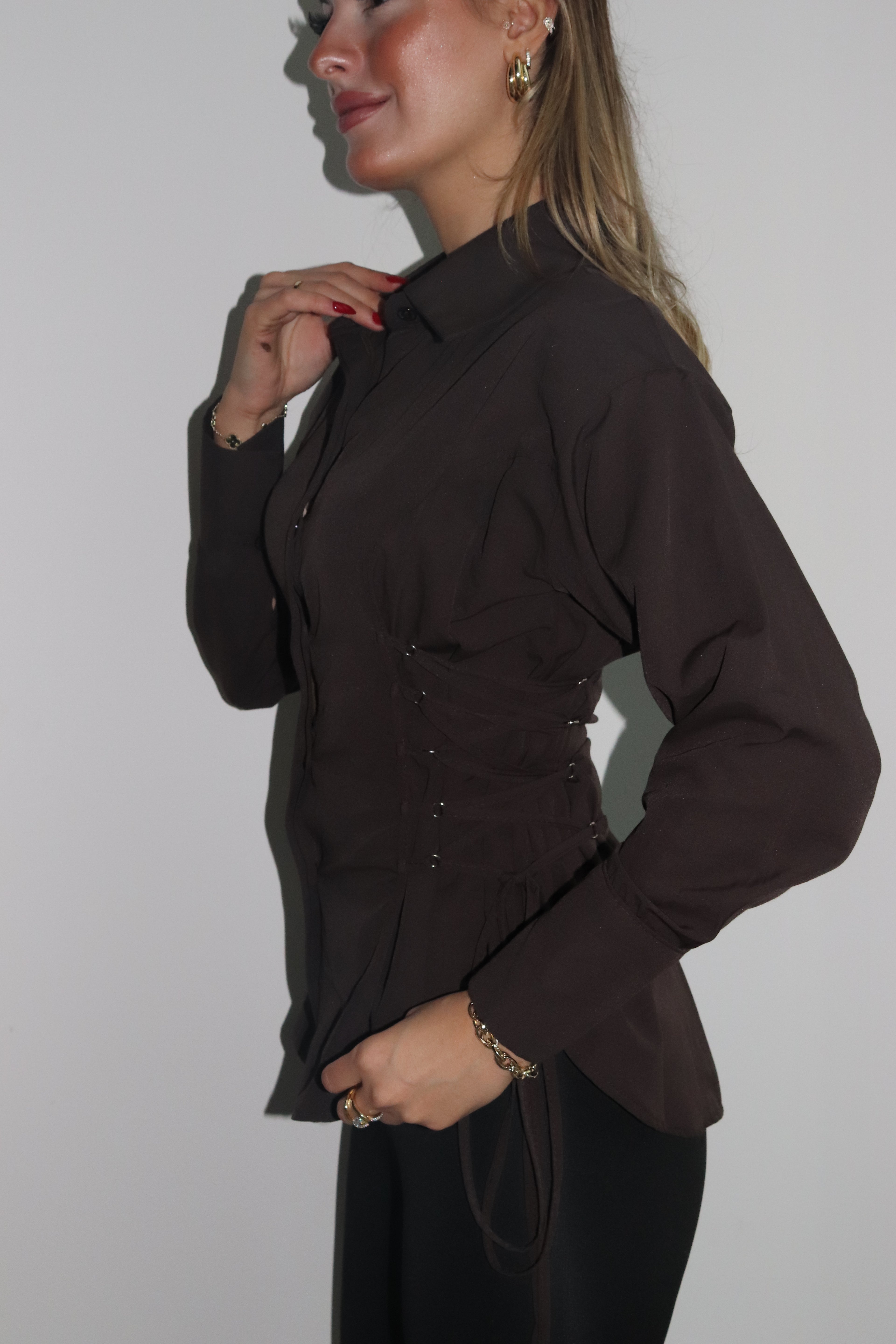 Aec Prive Women's Special Design Elegant Waist-Slimming Shirt -2234