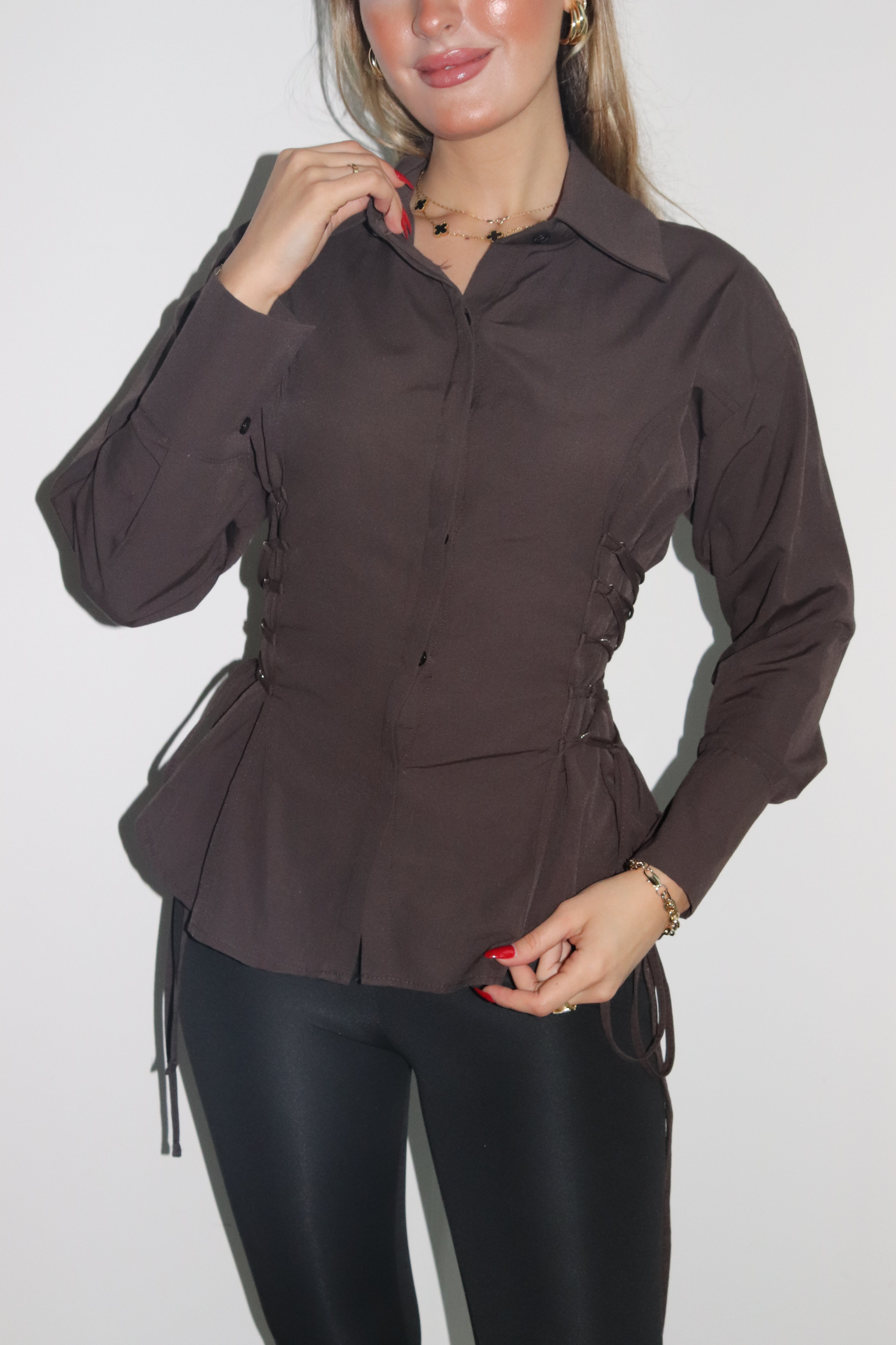 Aec Prive Women's Special Design Elegant Waist-Slimming Shirt -2234