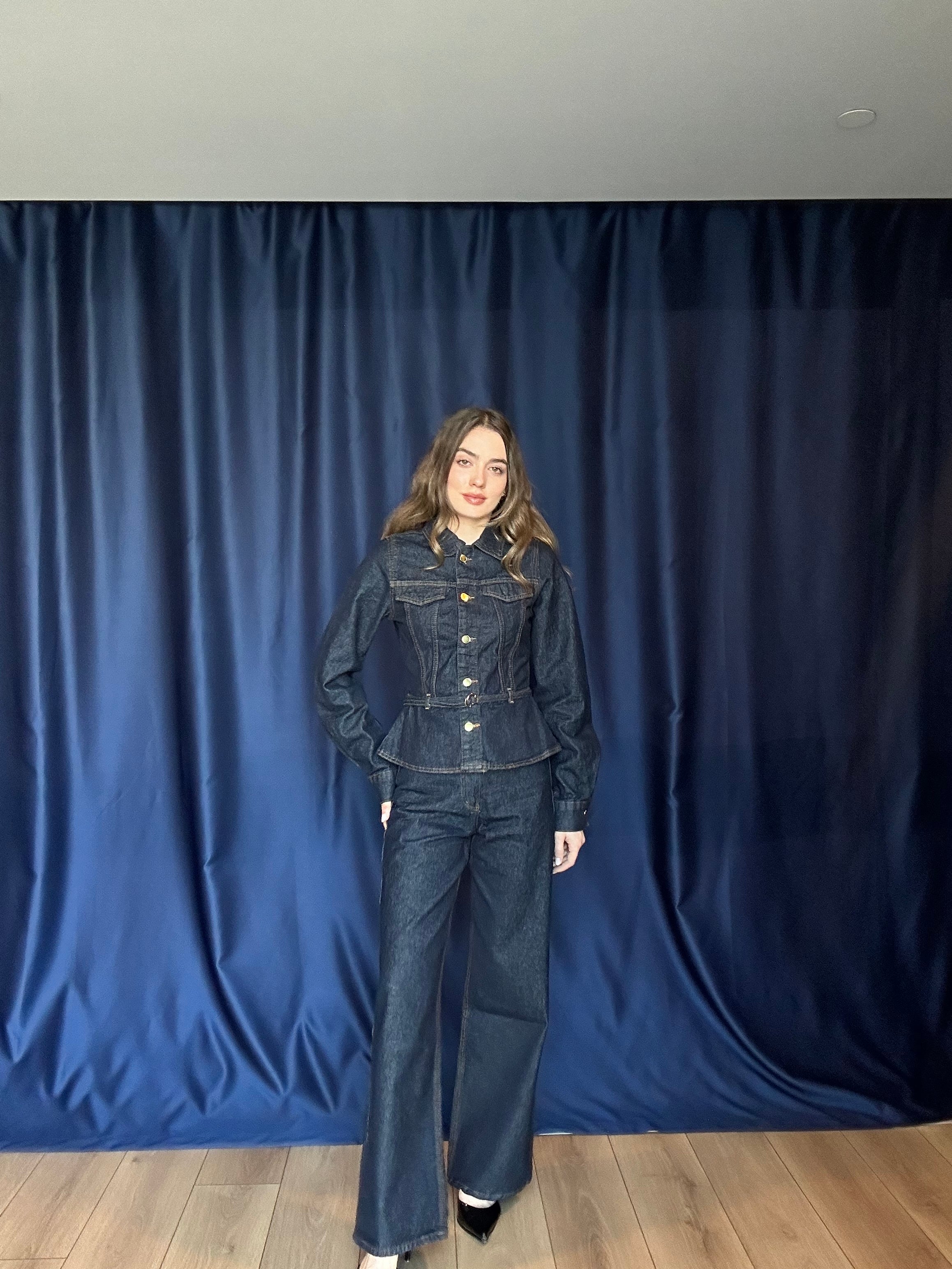 Aec Prive Kadın Lüx Kemerli Denim Ceket Pantolon Takım -675