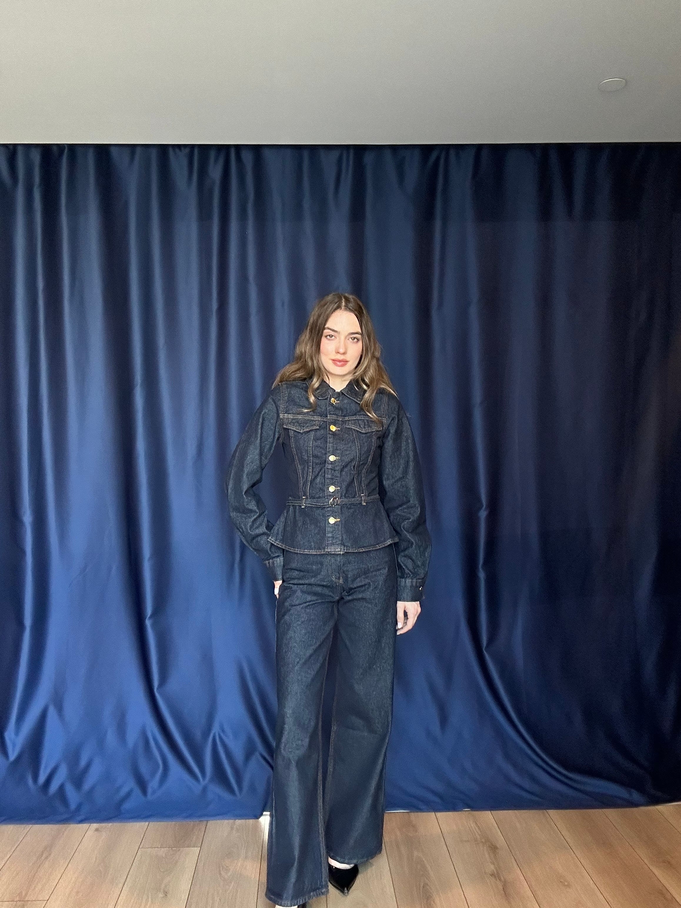 Aec Prive Kadın Lüx Kemerli Denim Ceket Pantolon Takım -675