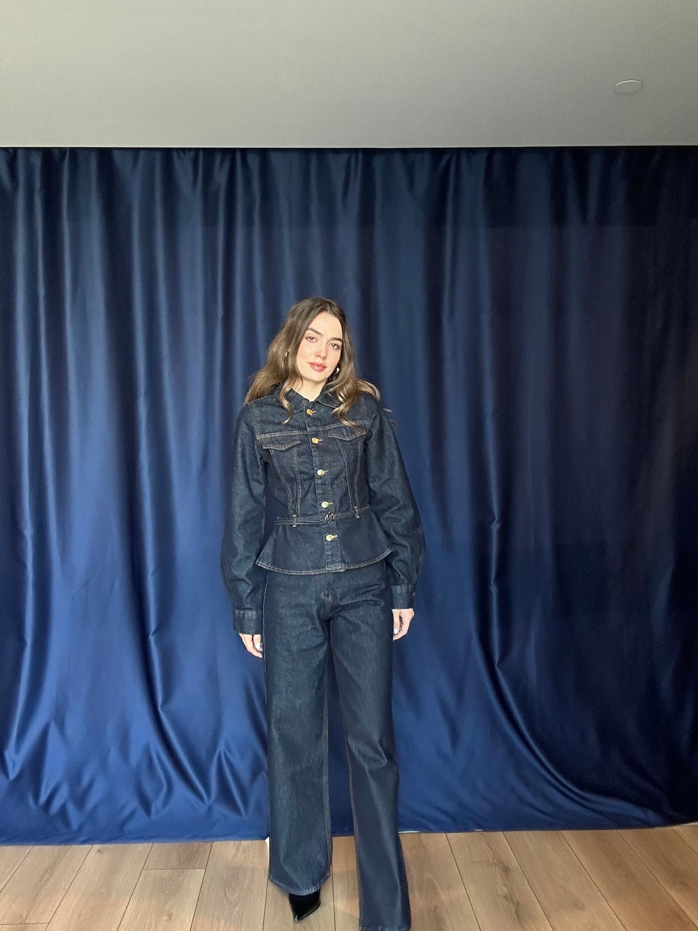 Aec Prive Kadın Lüx Kemerli Denim Ceket Pantolon Takım -675