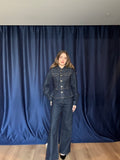 Aec Prive Kadın Lüx Kemerli Denim Ceket Pantolon Takım -675