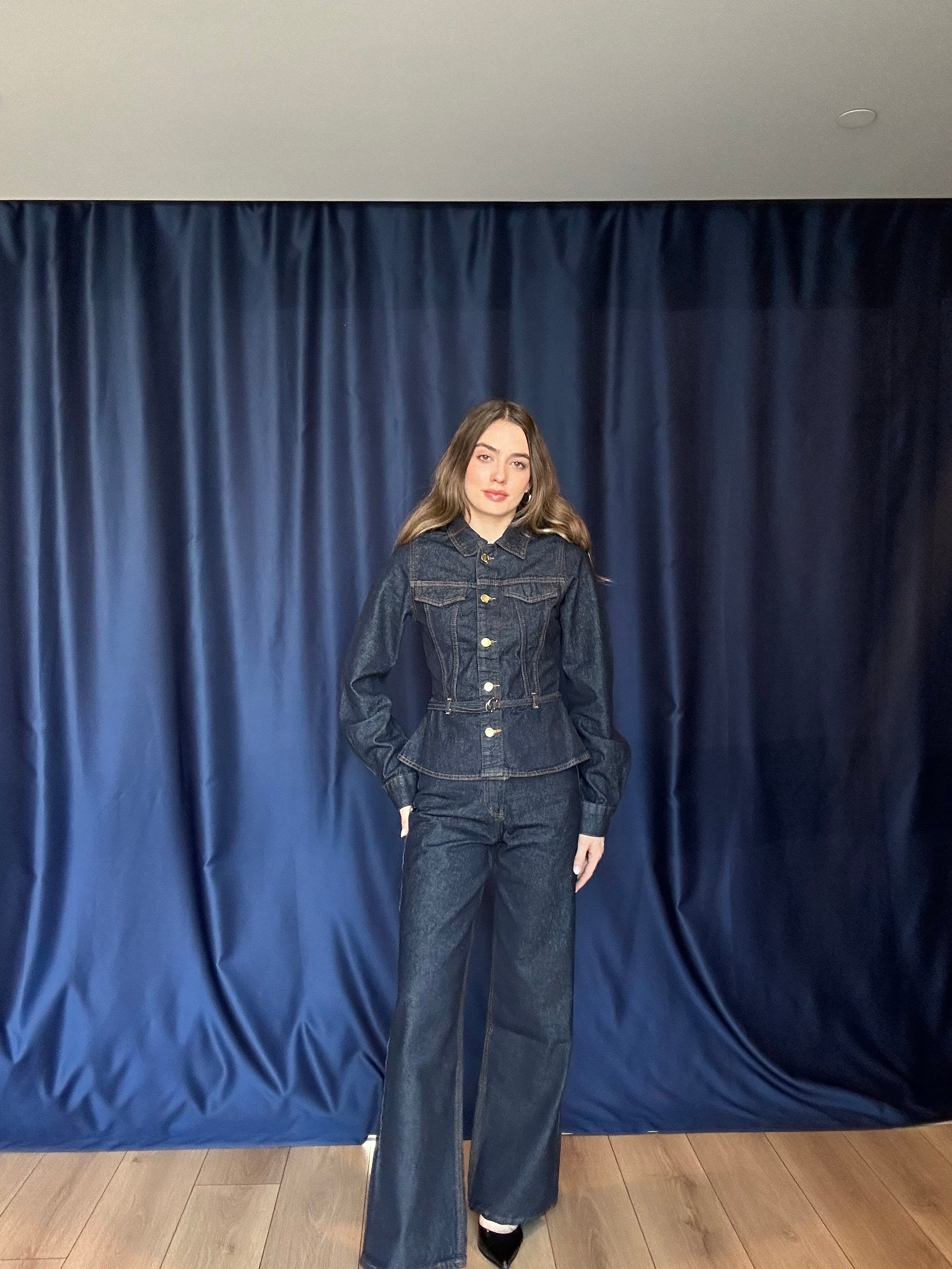Aec Prive Kadın Lüx Kemerli Denim Ceket Pantolon Takım -675