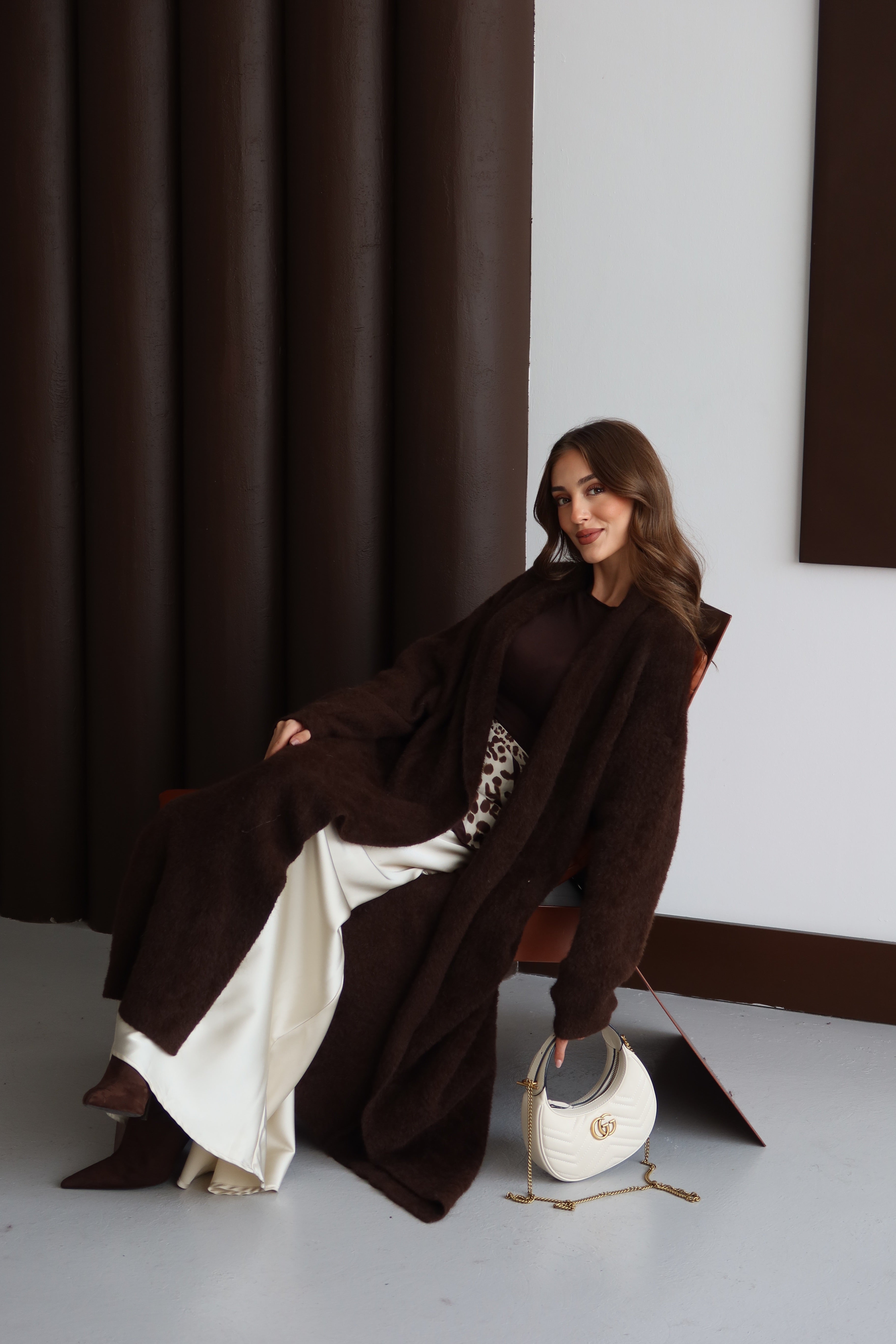 Aec Prive Women's Angora Soft Thick Long Cardigan Fashion