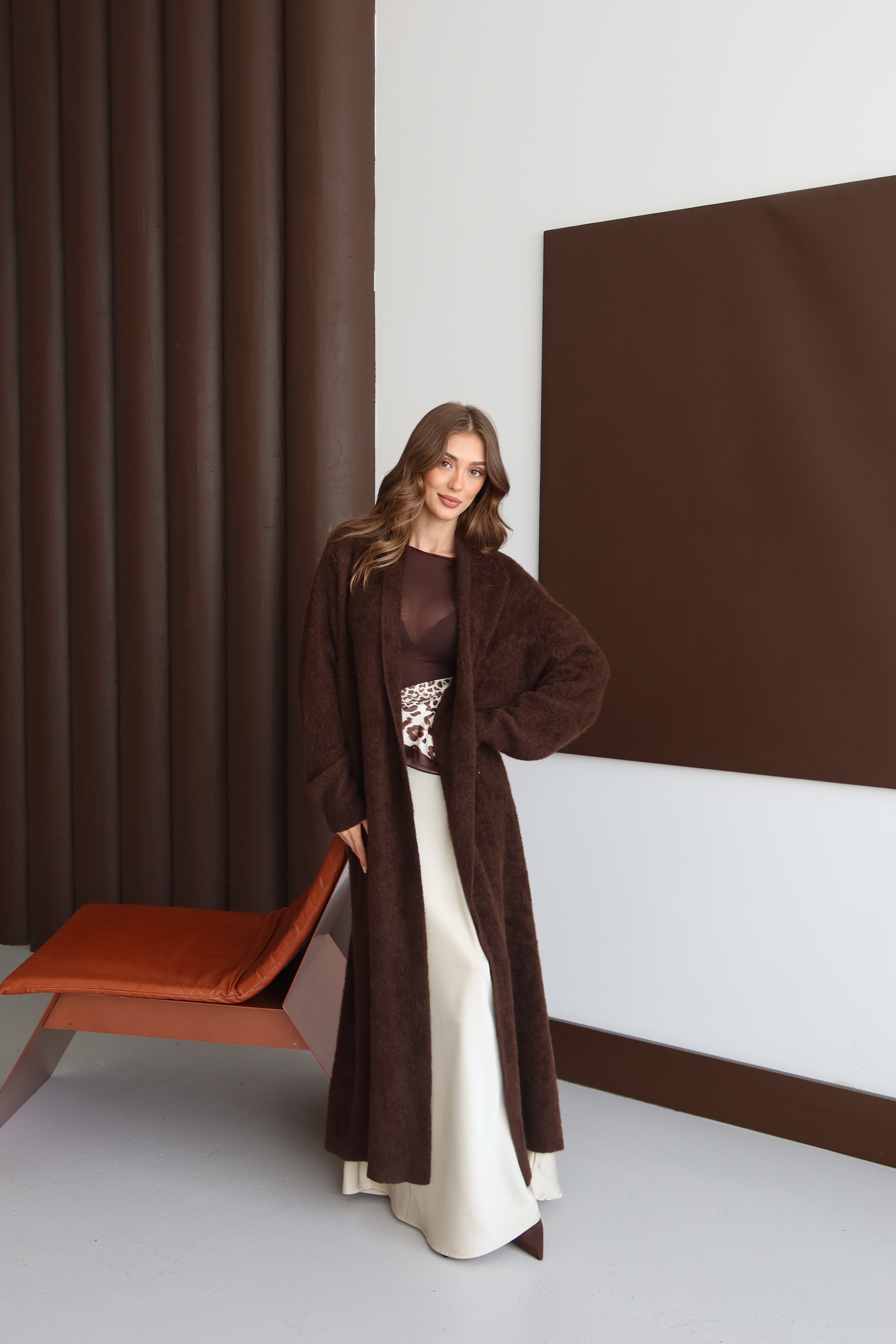 Aec Prive Women's Angora Soft Thick Long Cardigan Fashion