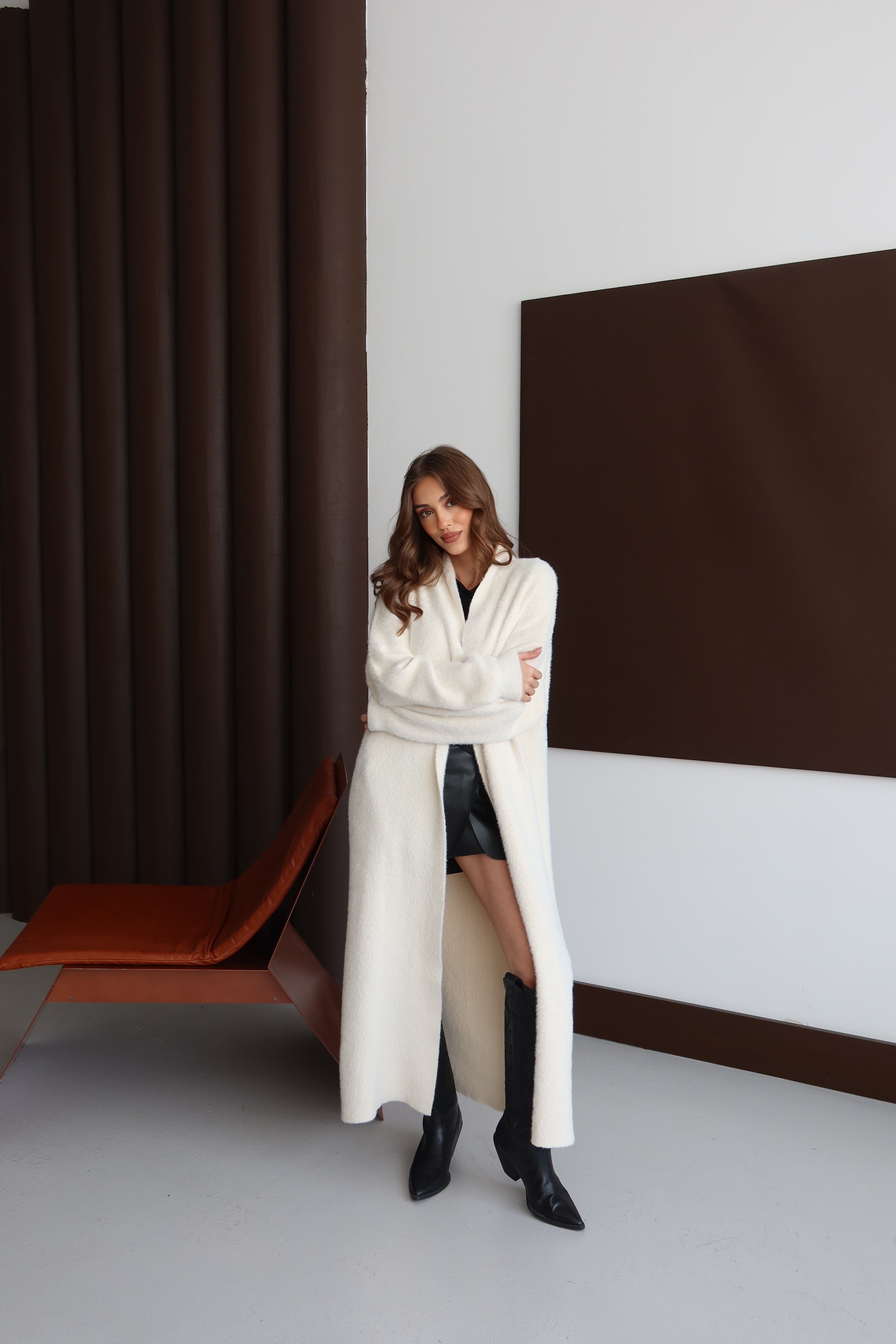 Aec Prive Women's Angora Soft Thick Long Cardigan Fashion