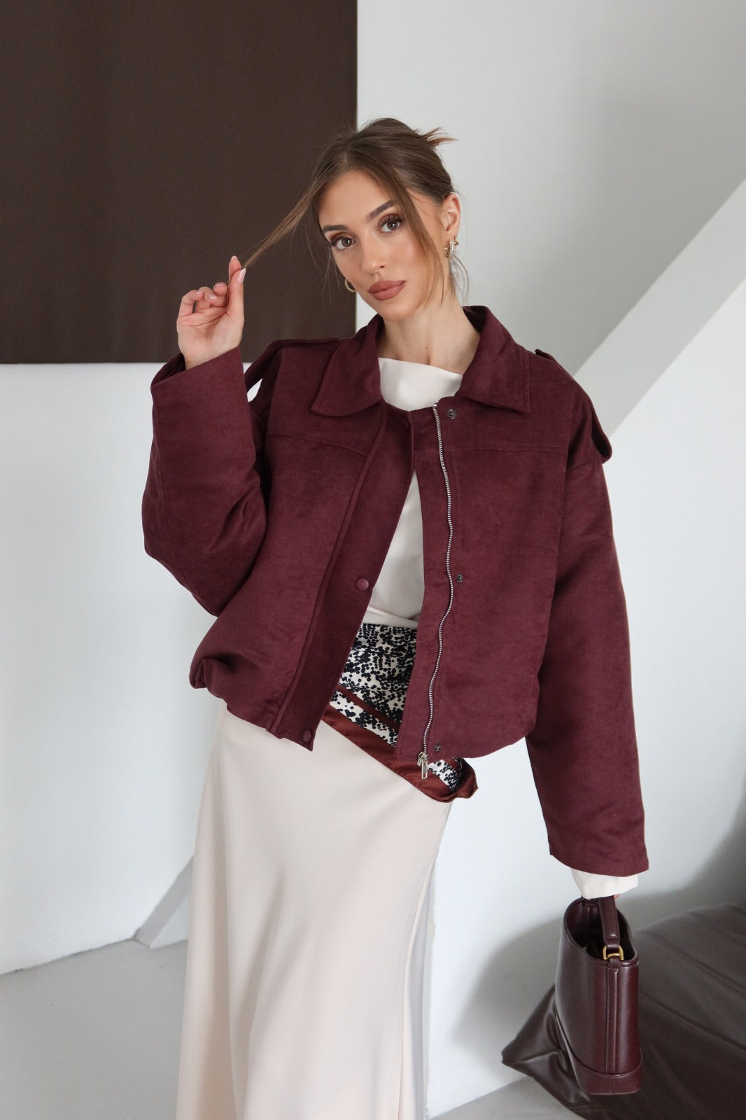 Aec Prive Kadın Süet Bomber Ceket - Rahat ve Şık