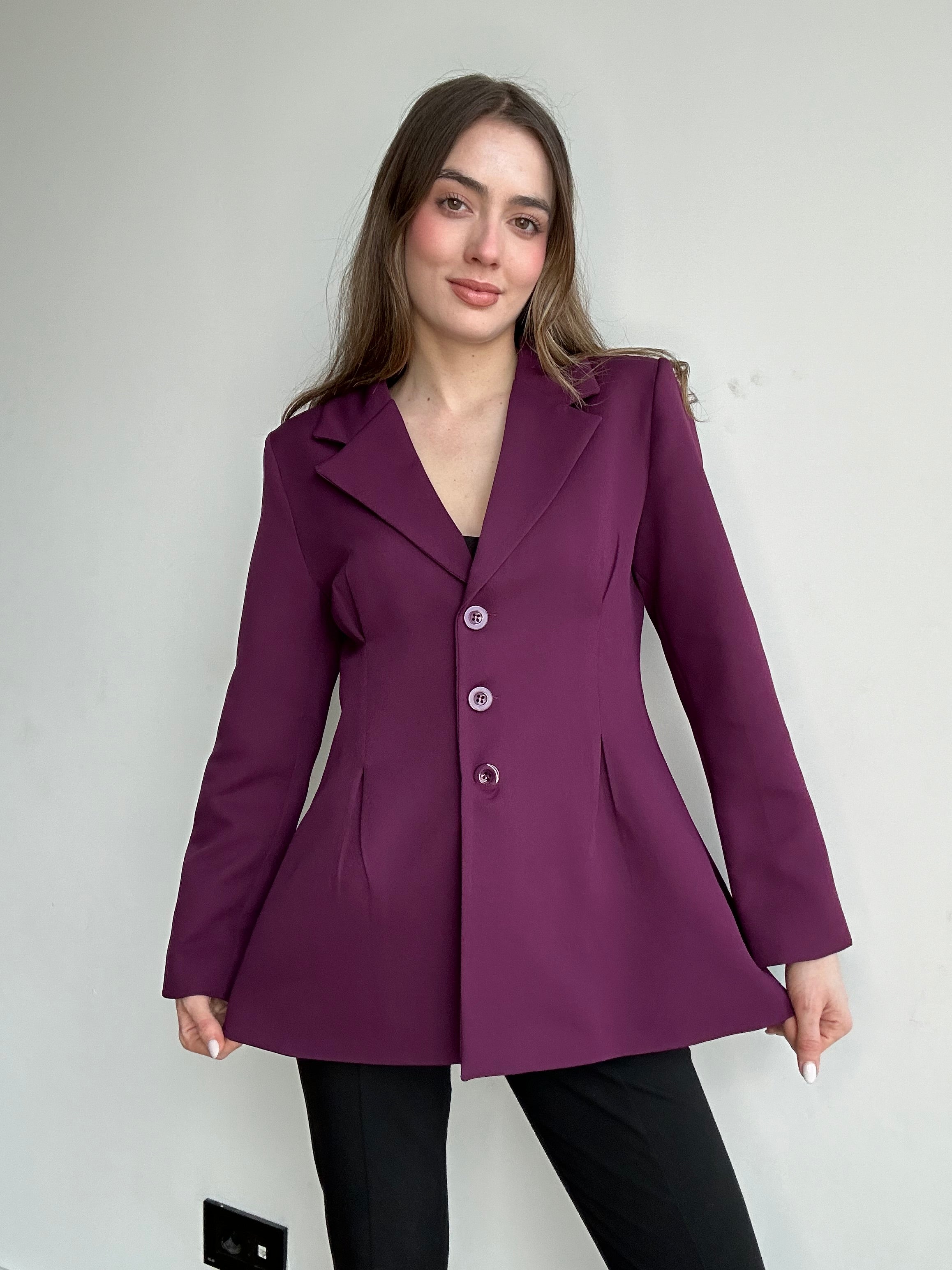 Aec Private Women's Premium Quality Pleated Stylish Jacket with a Slimming Waist