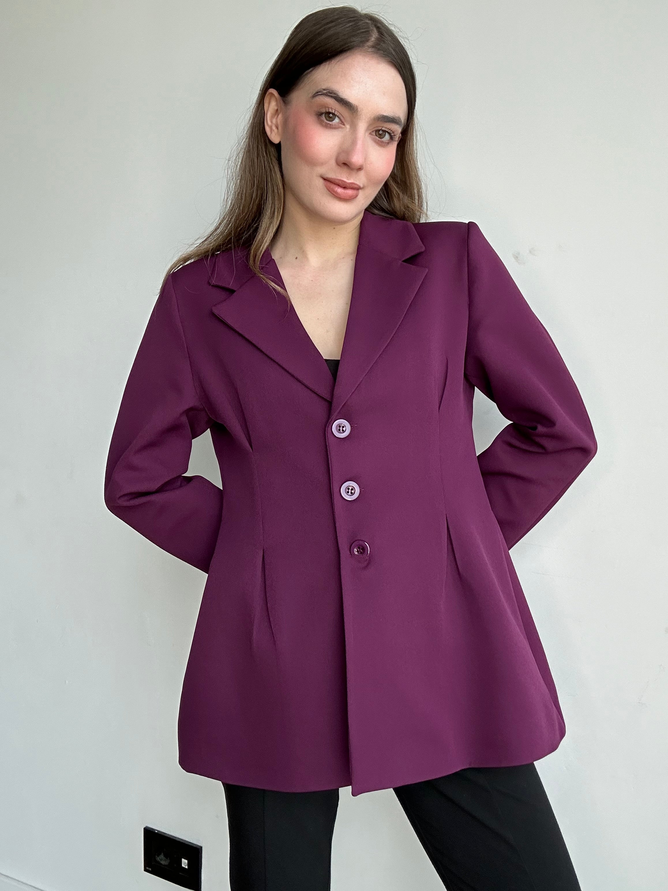 Aec Private Women's Premium Quality Pleated Stylish Jacket with a Slimming Waist