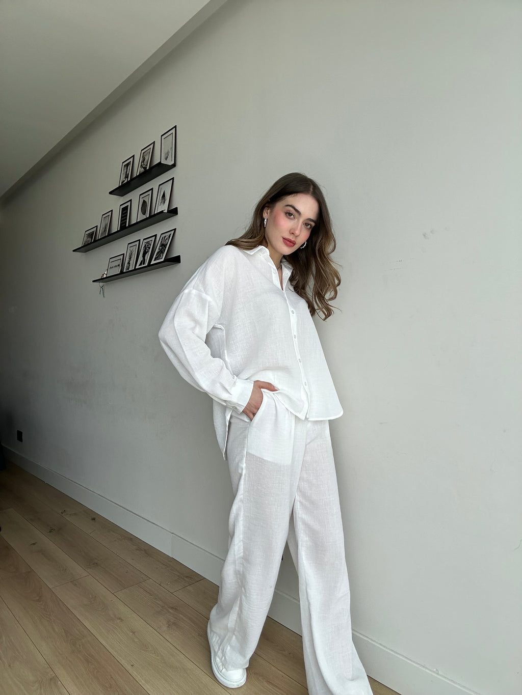 Aec Prive Women's Linen Shirt and Pants Set -4555