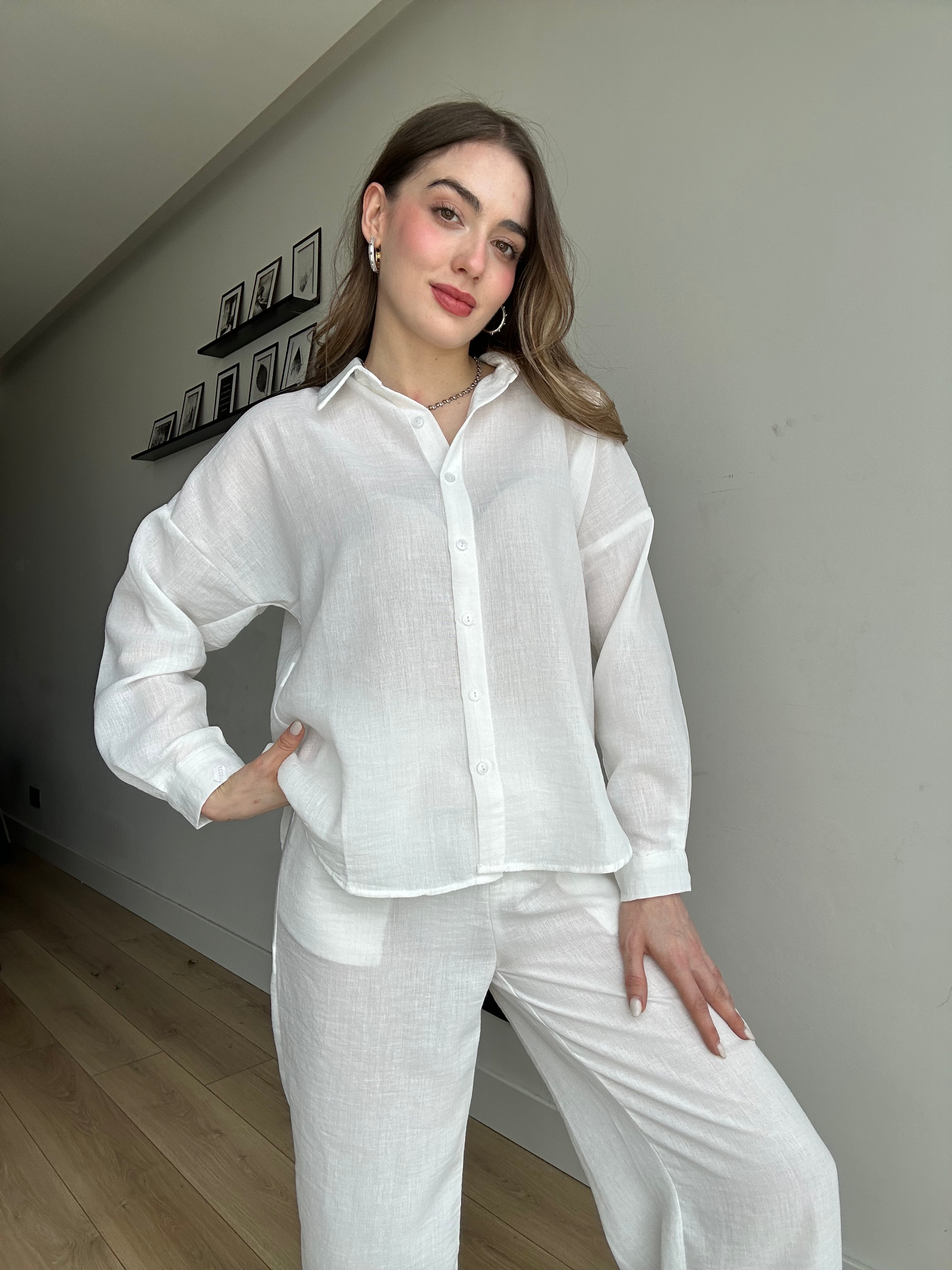 Aec Prive Women's Linen Shirt and Pants Set -4555