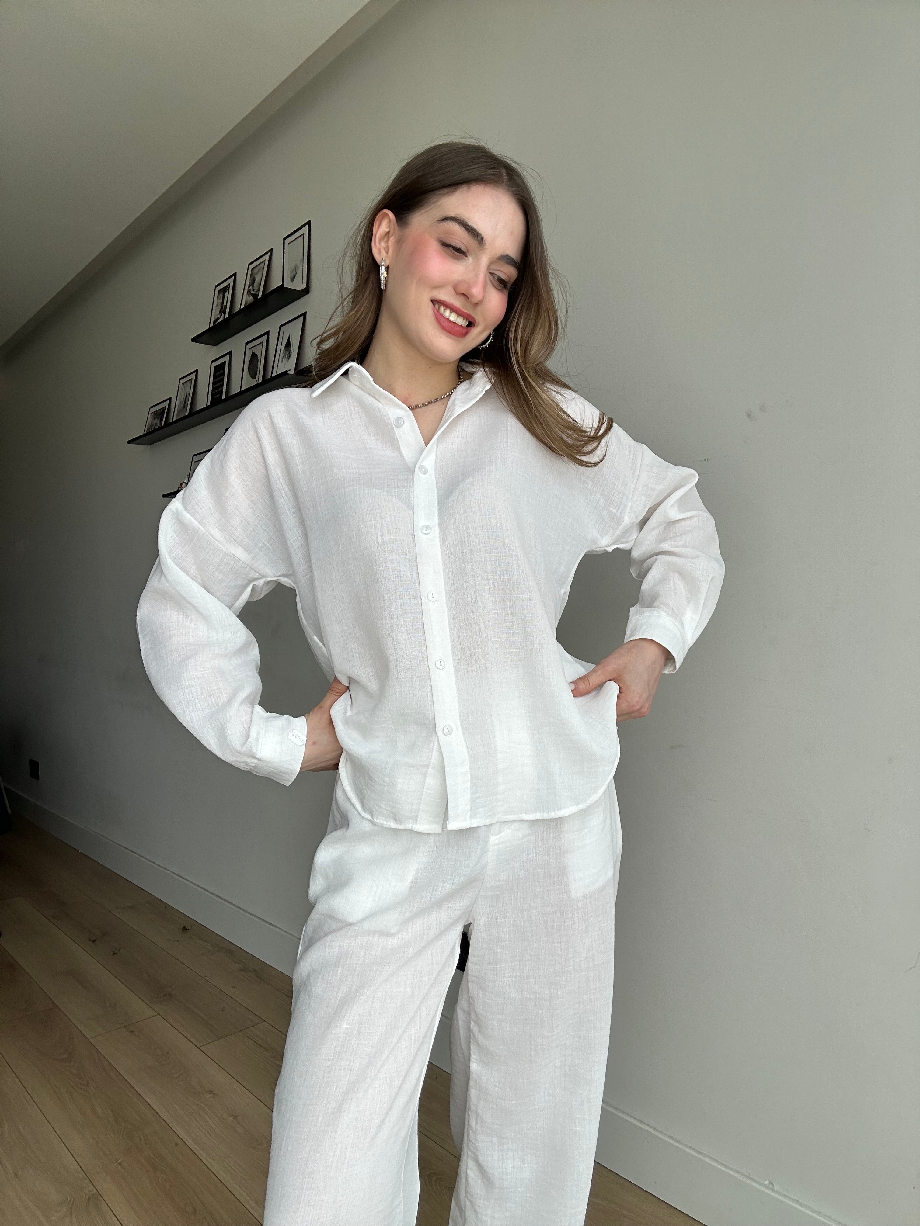 Aec Prive Women's Linen Shirt and Pants Set -4555