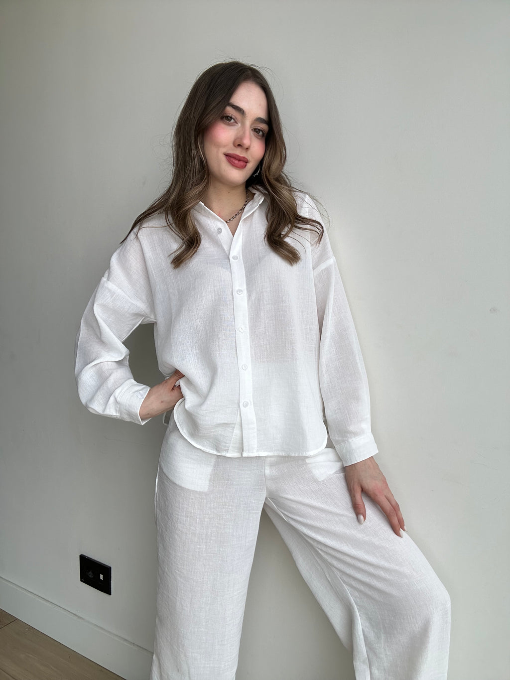 Aec Prive Women's Linen Shirt and Pants Set -4555