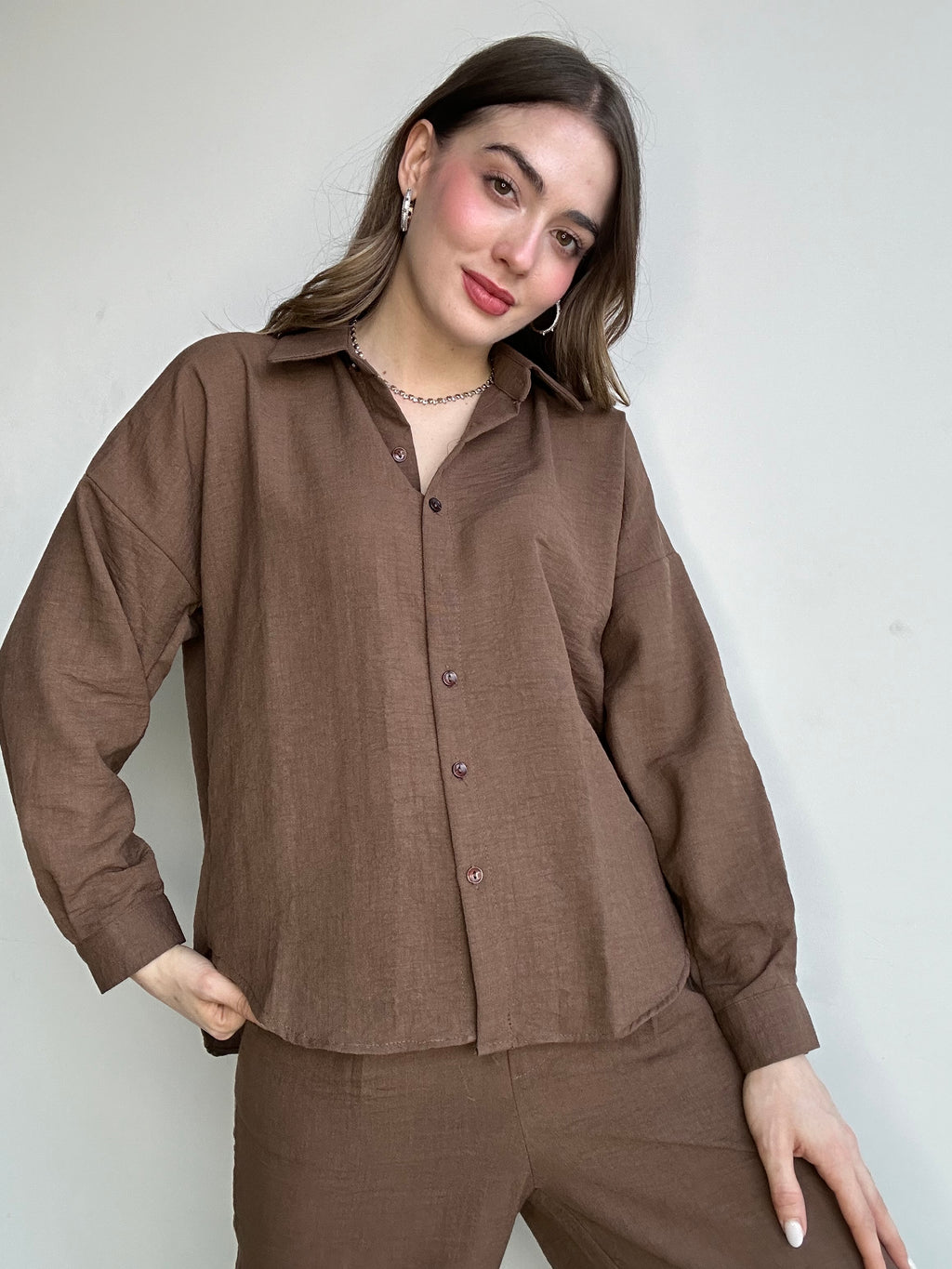 Aec Prive Women's Linen Shirt and Pants Set -4555