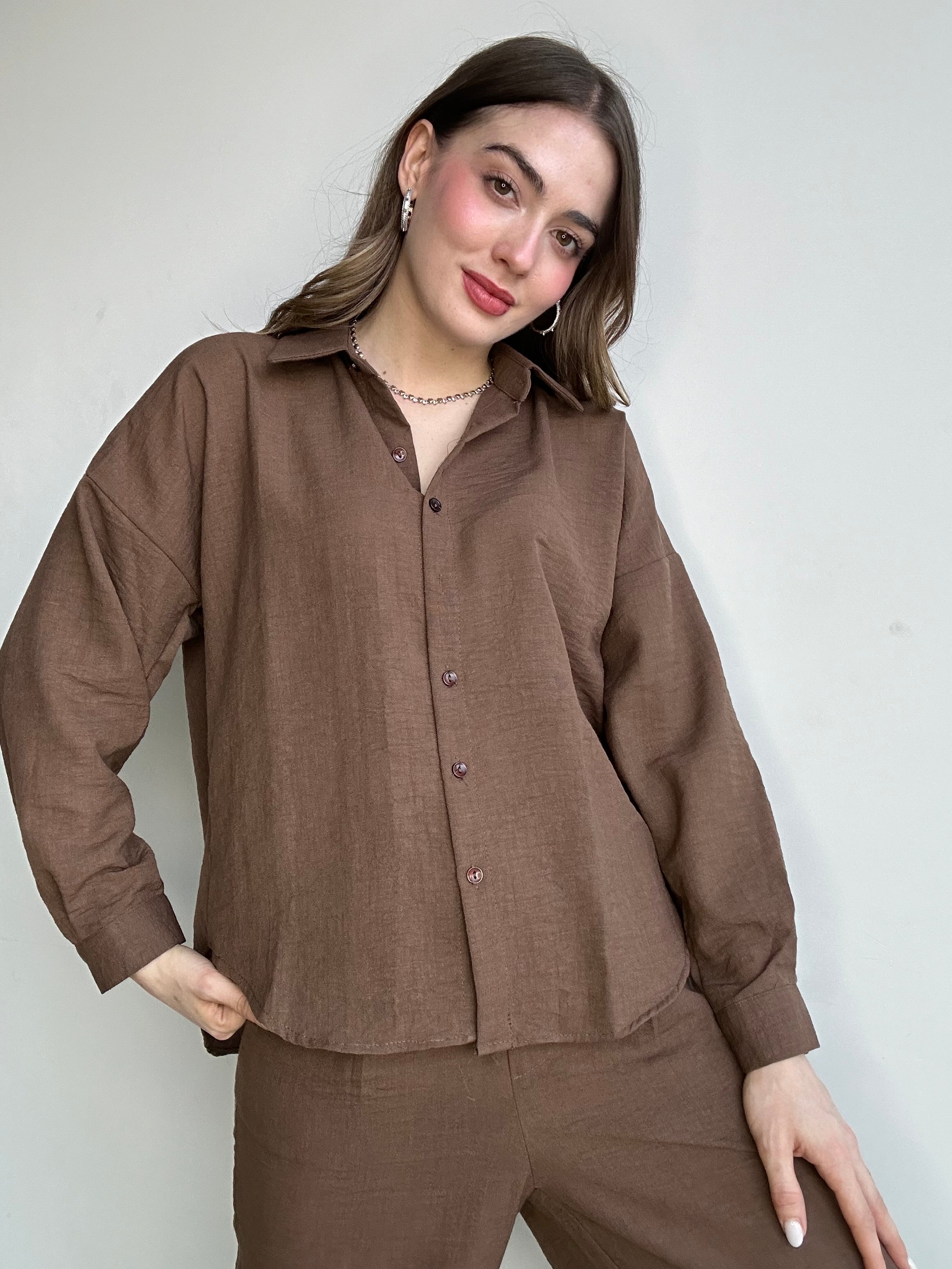 Aec Prive Women's Linen Shirt and Pants Set -4555