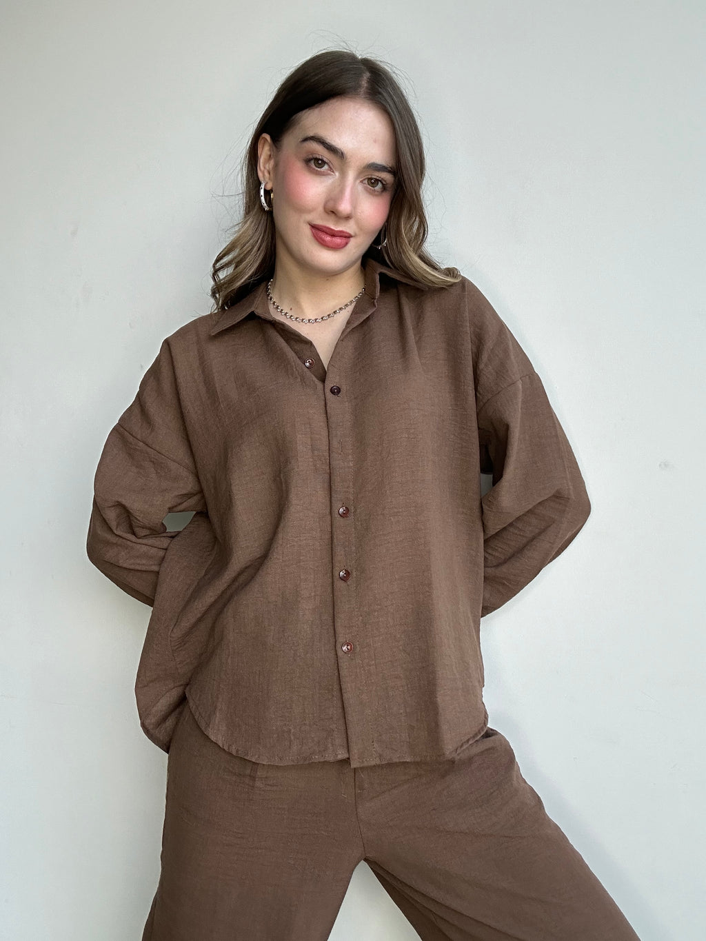Aec Prive Women's Linen Shirt and Pants Set -4555