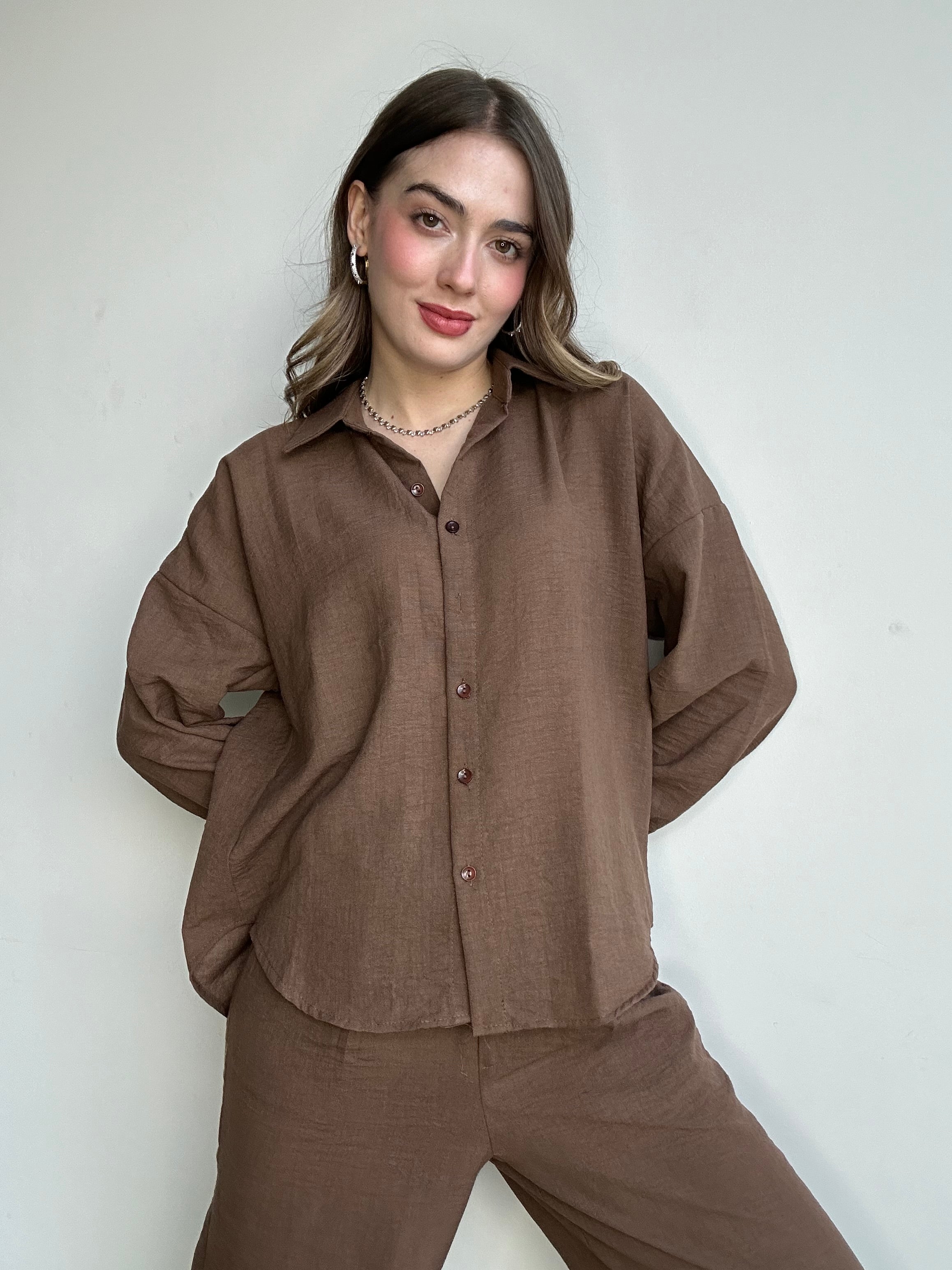 Aec Prive Women's Linen Shirt and Pants Set -4555