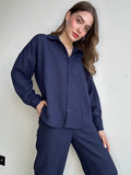 Aec Prive Women's Linen Shirt and Pants Set -4555