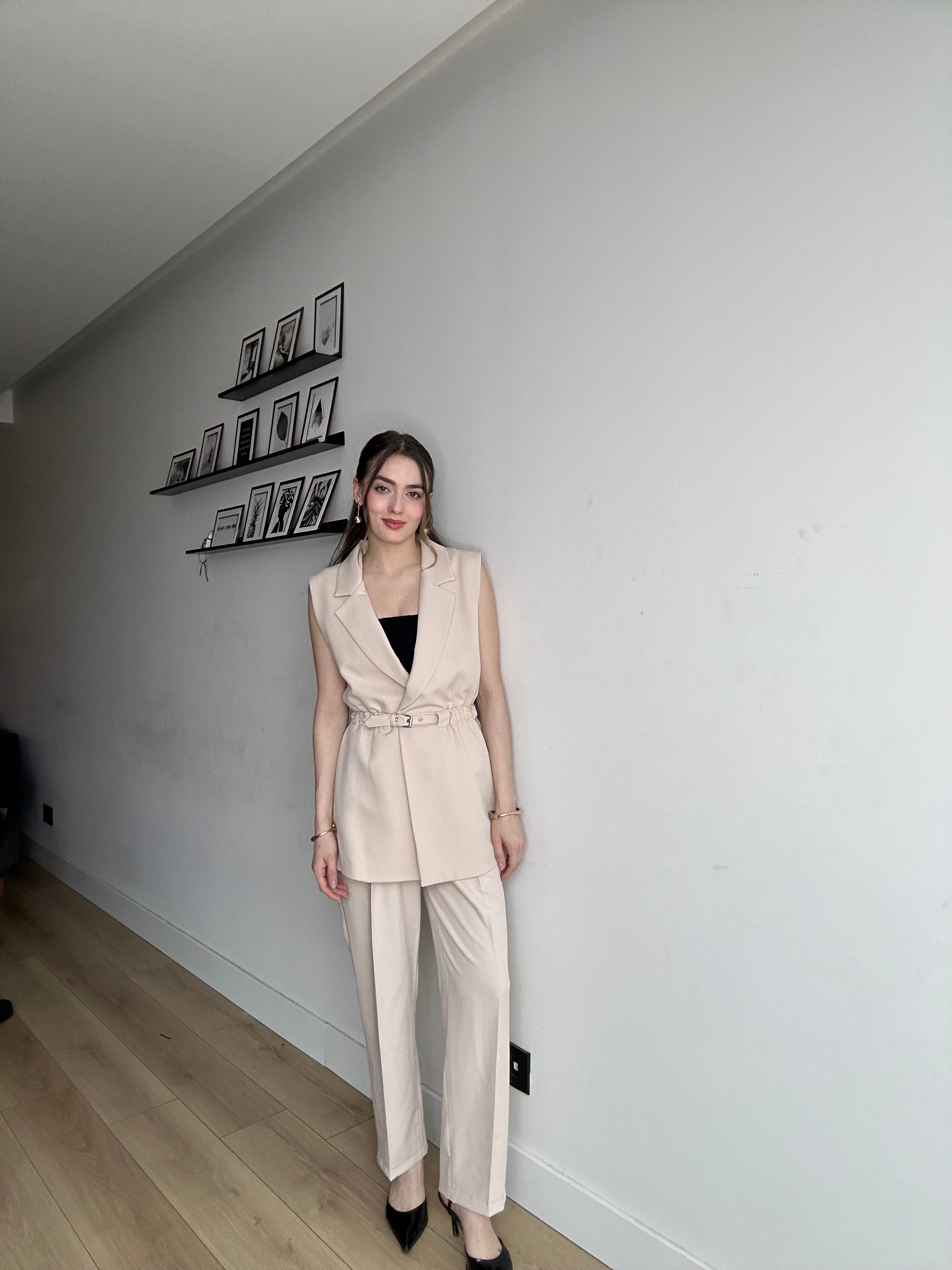Aec Prive Lüx Silhouette Belden Oturtmalı Yelek Takım- 4467