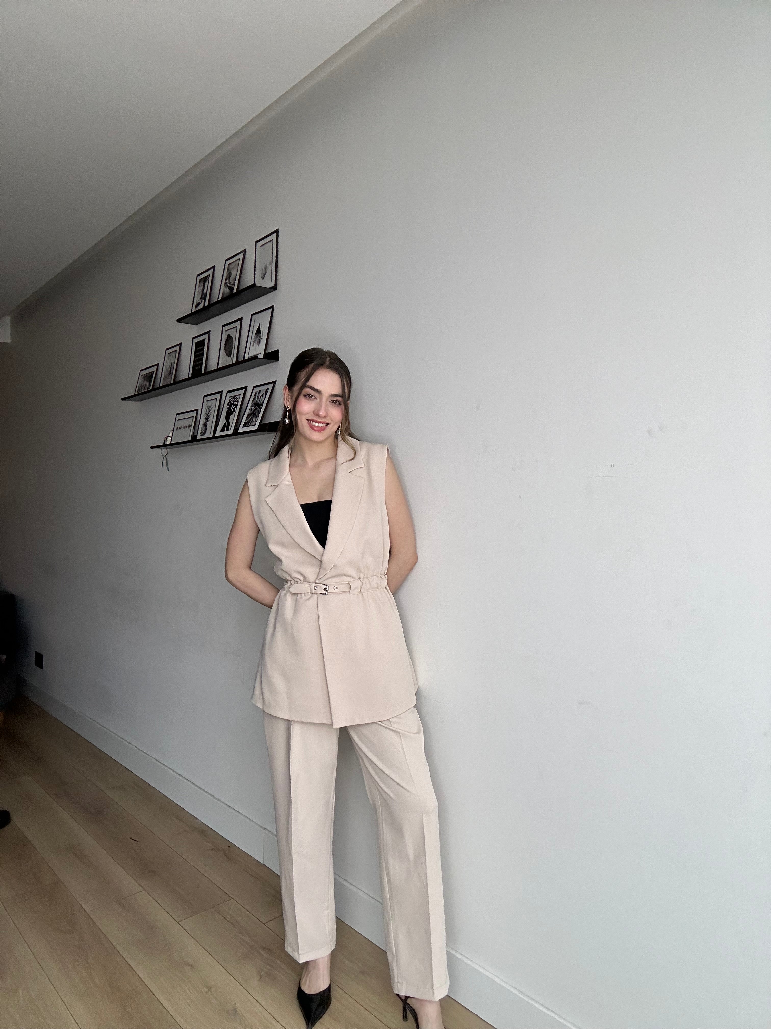 Aec Prive Lüx Silhouette Belden Oturtmalı Yelek Takım- 4467