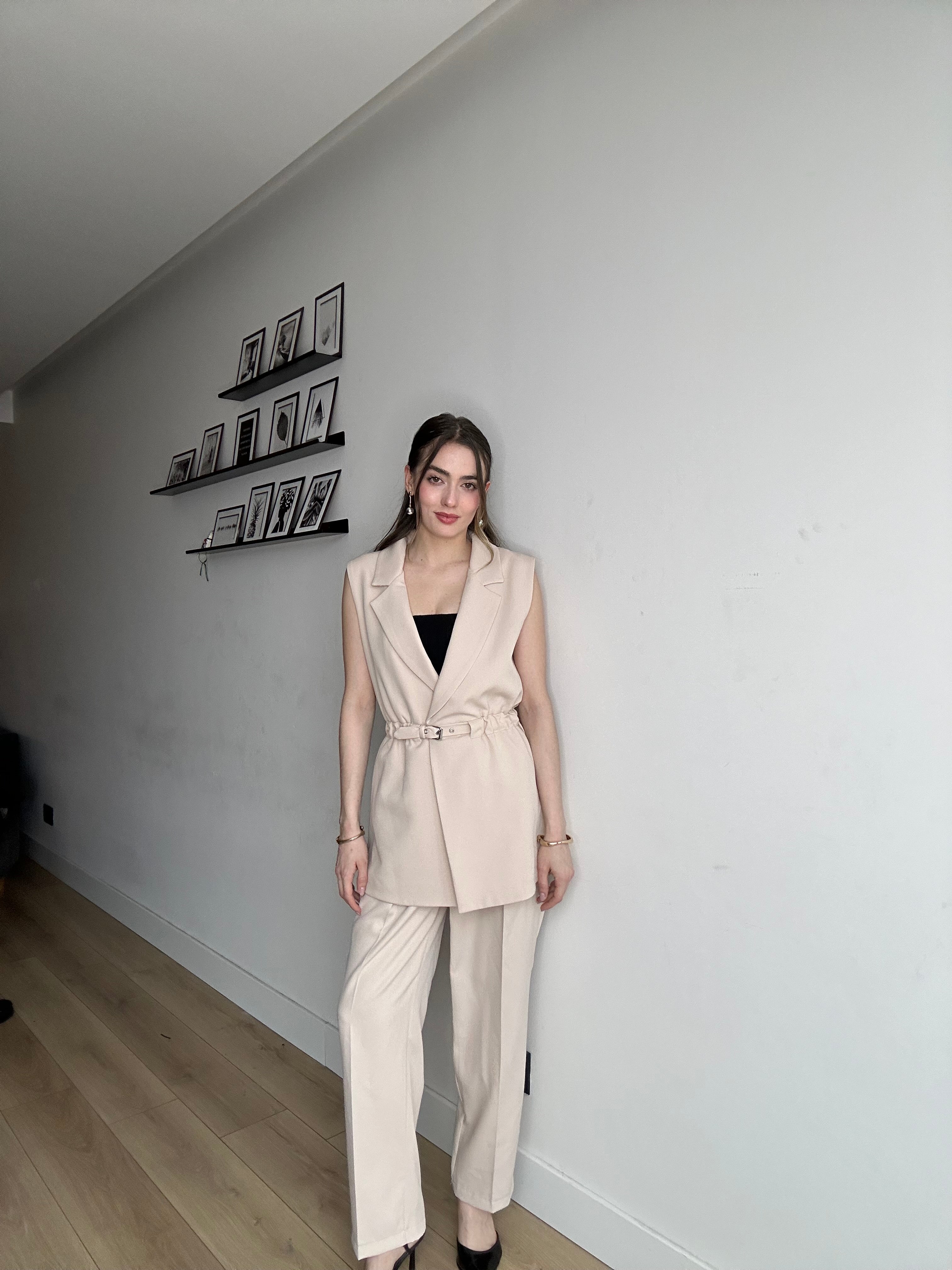 Aec Prive Lüx Silhouette Belden Oturtmalı Yelek Takım- 4467