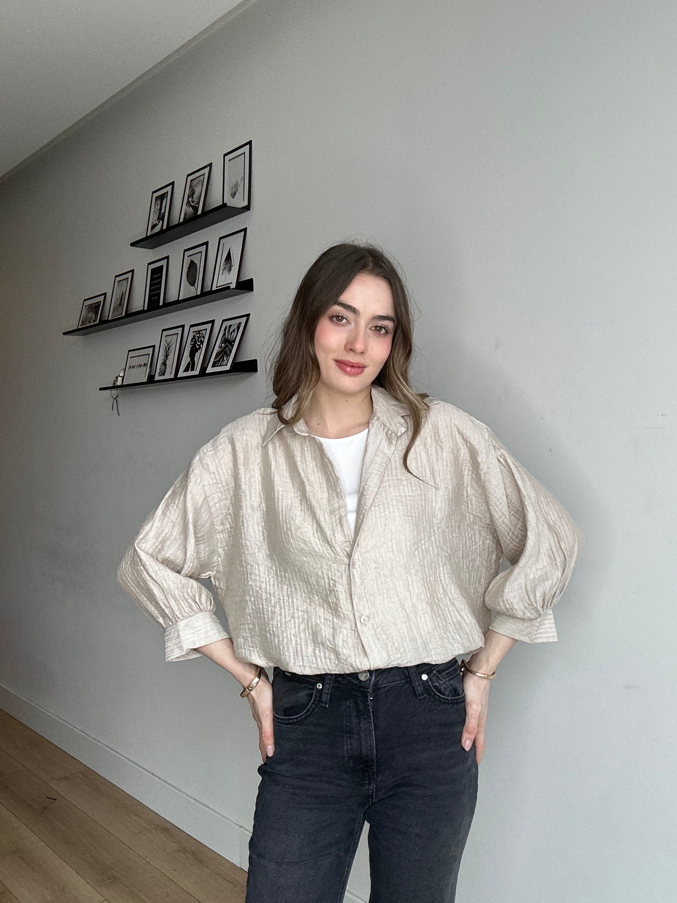 Aec Prive Women's Timeless Cut Premium T-Shirt and Shirt Two-Piece Set - 6699