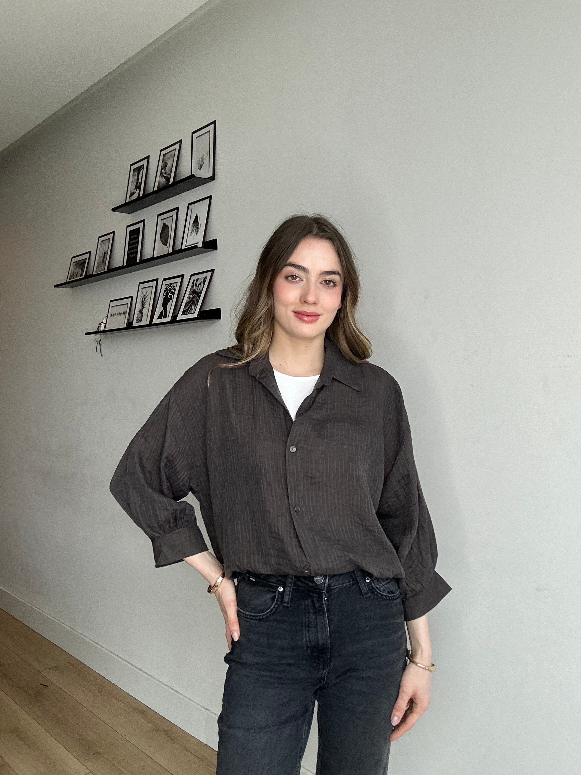 Aec Prive Kadın Zamansız Kesim Premium T-Shirt Gömlek İkili Takım- 6699