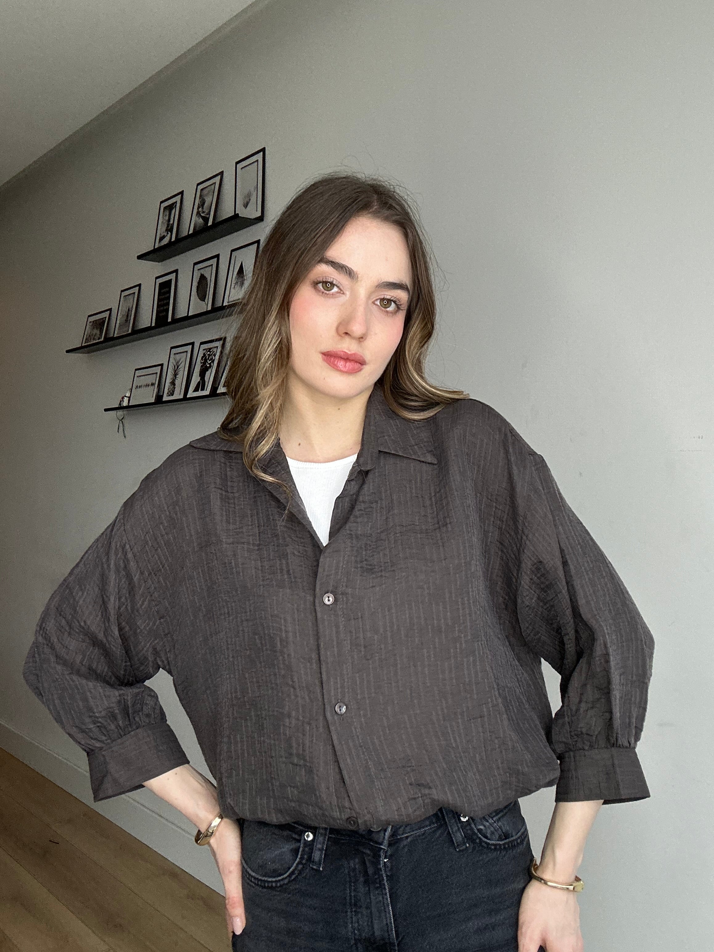 Aec Prive Kadın Zamansız Kesim Premium T-Shirt Gömlek İkili Takım- 6699