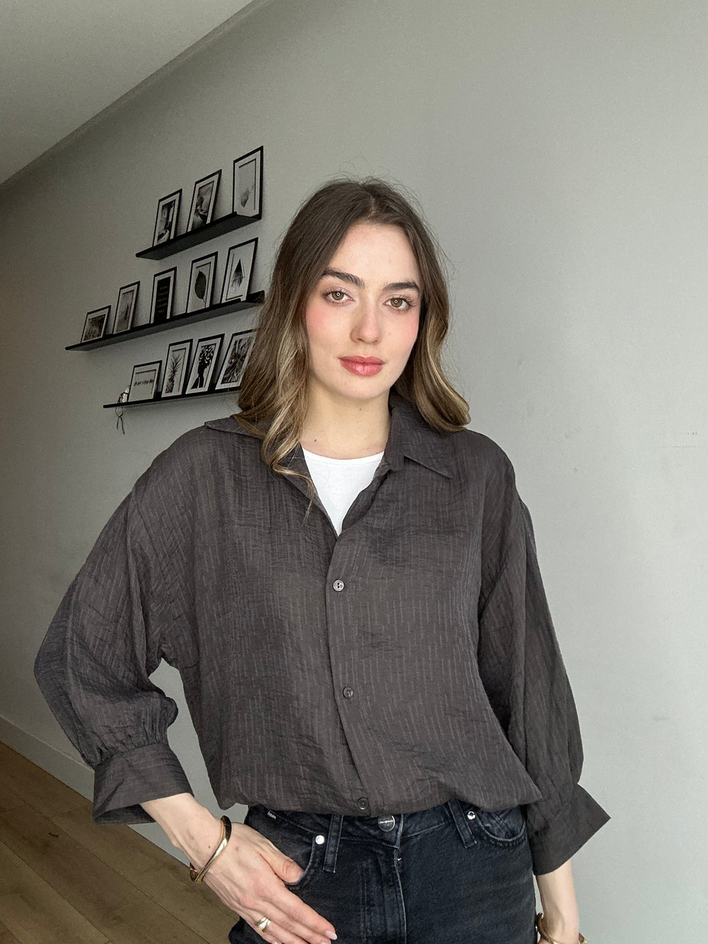 Aec Prive Kadın Zamansız Kesim Premium T-Shirt Gömlek İkili Takım- 6699