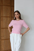 Aec Prive Women's Short Sleeve Plush Sweater