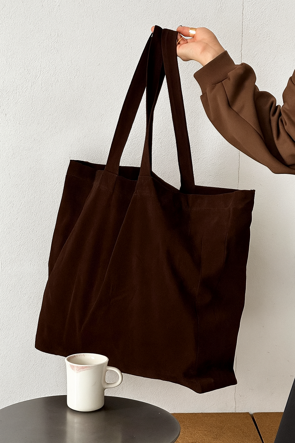 Aec Prive Kadın Bordo Süet Shopper Çanta